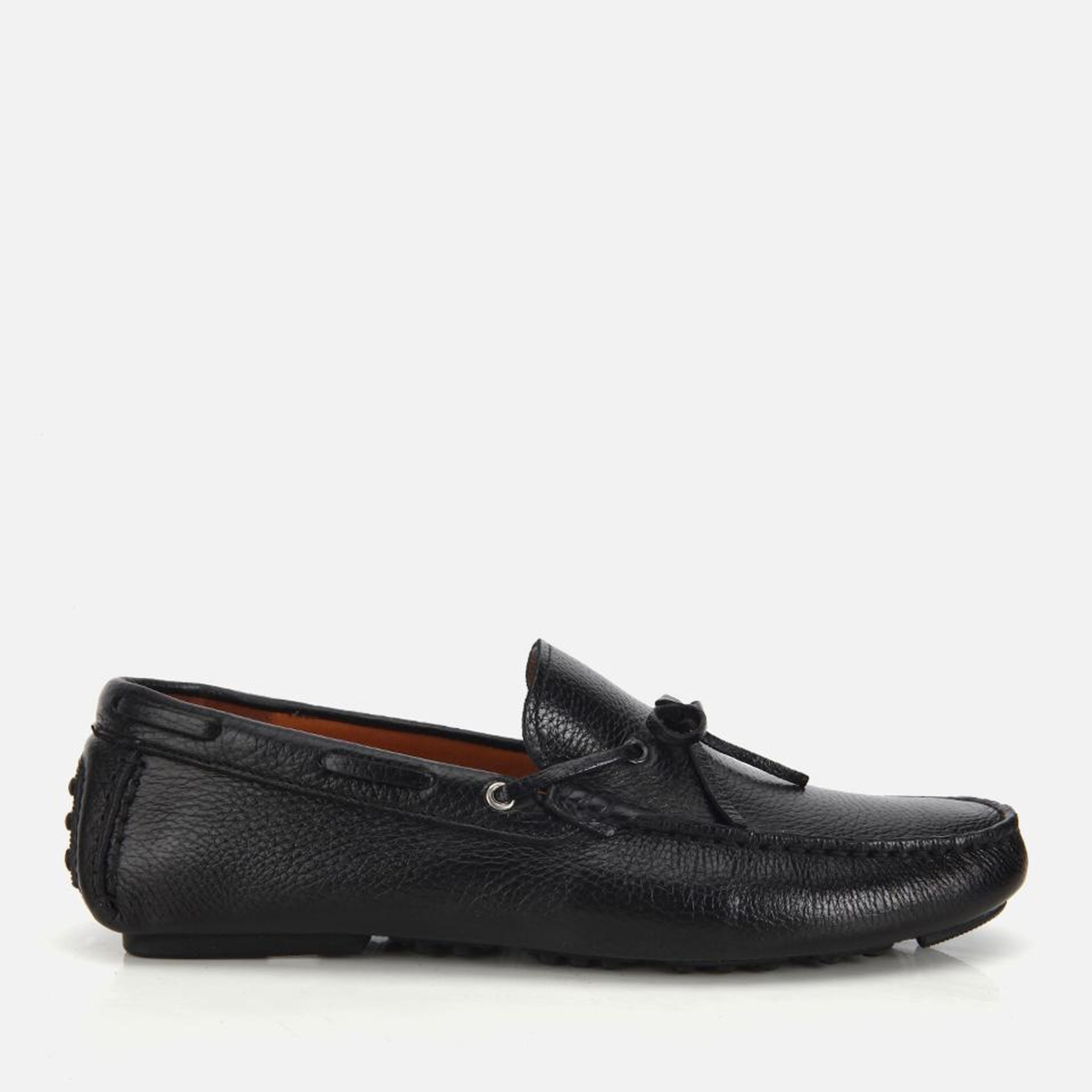 Erkek Deri Siyah Fiyonk Detaylı Günlük Loafer
