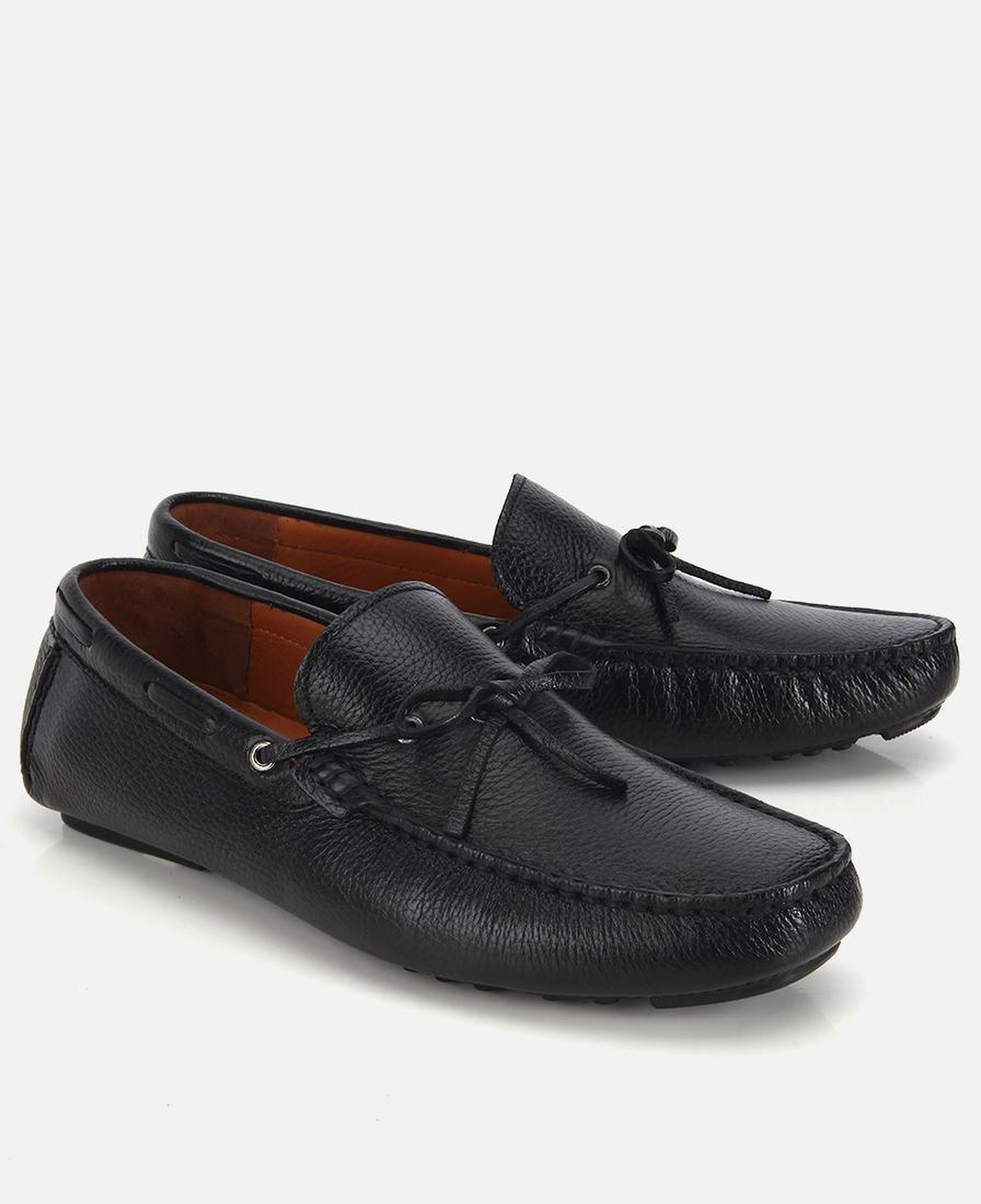 Erkek Deri Siyah Fiyonk Detaylı Günlük Loafer