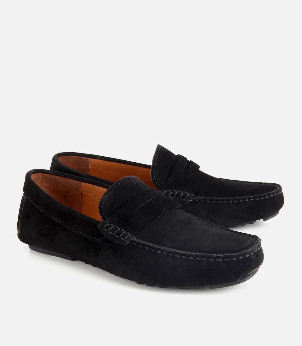 Erkek Süet Deri Siyah Rahat Günlük Loafer