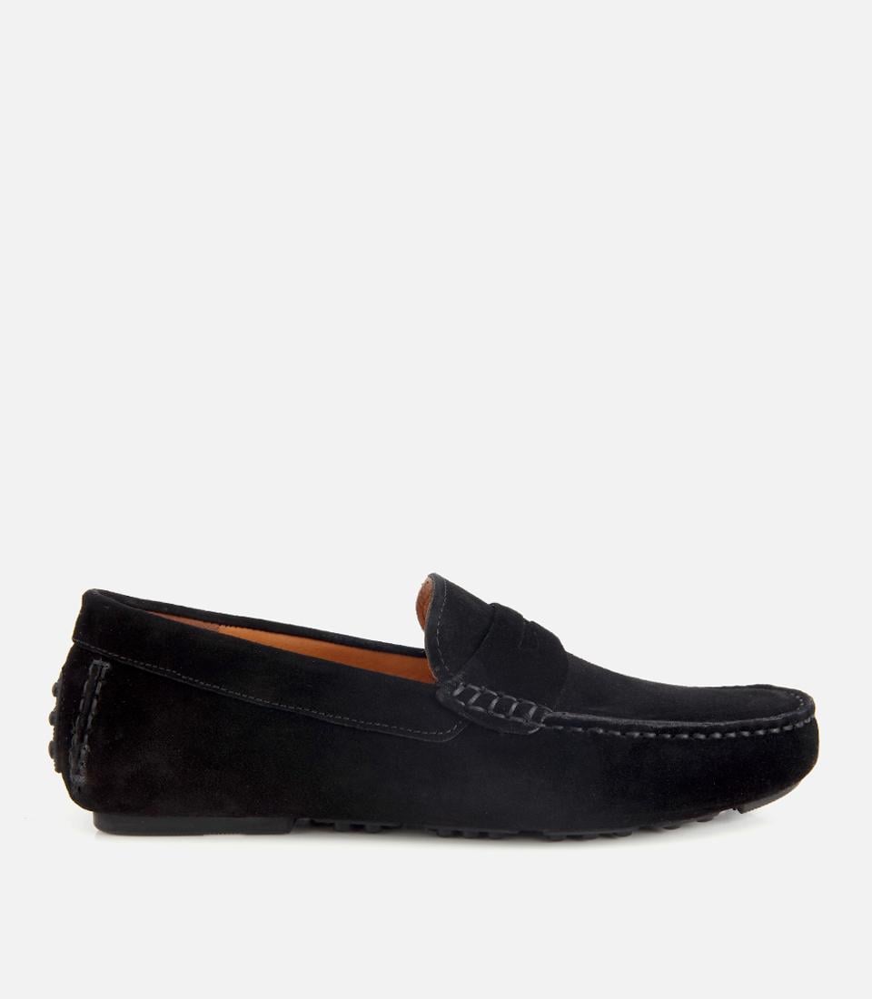 Erkek Süet Deri Siyah Rahat Günlük Loafer