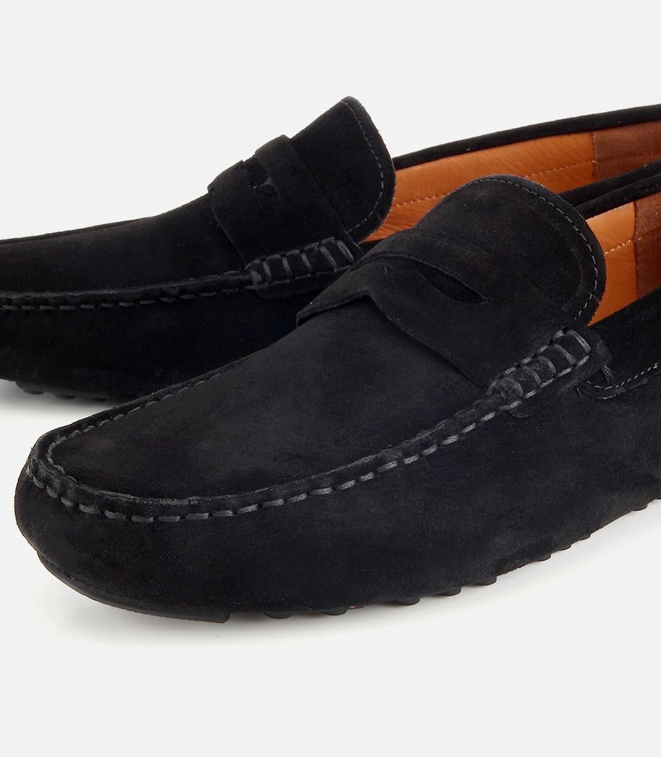 Erkek Süet Deri Siyah Rahat Günlük Loafer