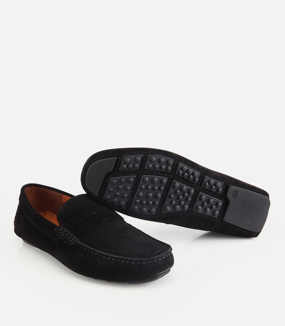 Erkek Süet Deri Siyah Rahat Günlük Loafer