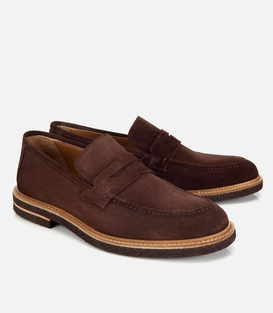 Erkek Süet Deri Kahverengi Klasik Loafer