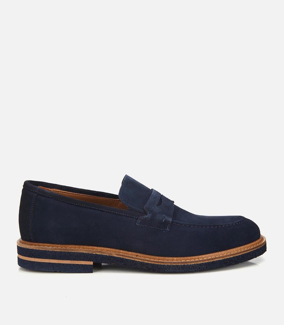Erkek Süet Deri Lacivert Klasik Loafer