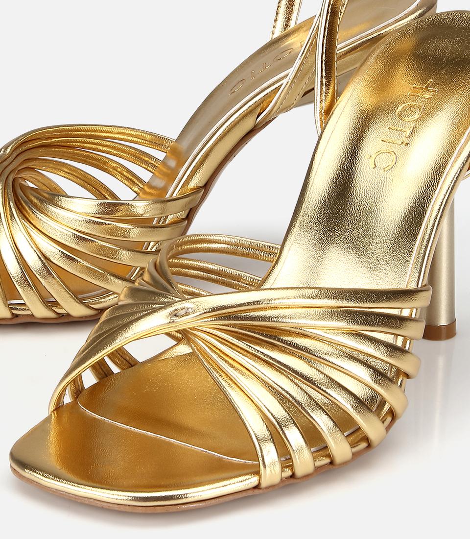 Kadın Metalik Gold İnce Topuklu Sandalet