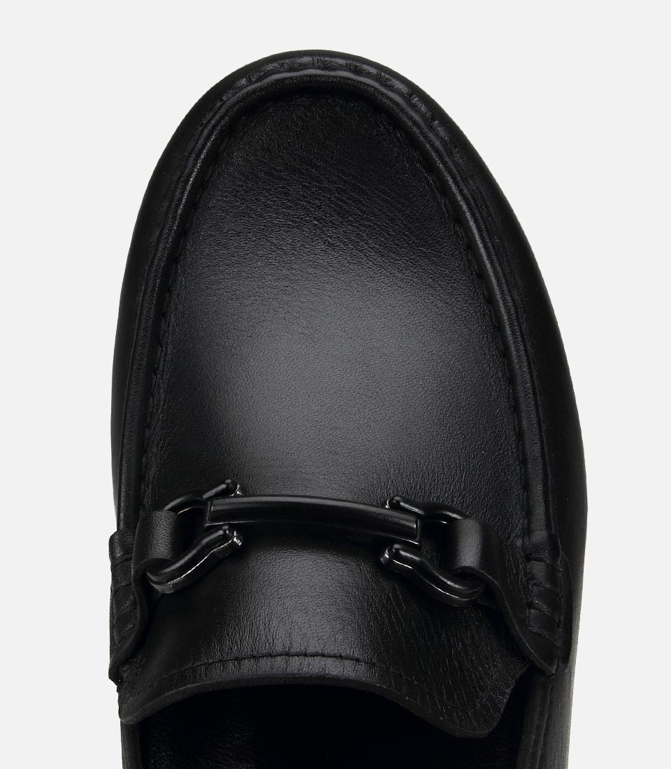 Erkek Deri Siyah Yumuşak Dokulu Tokalı Günlük Loafer