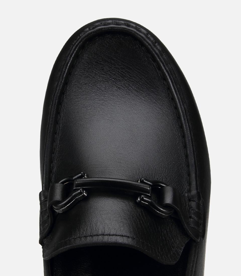 Erkek Deri Siyah Yumuşak Dokulu Tokalı Günlük Loafer