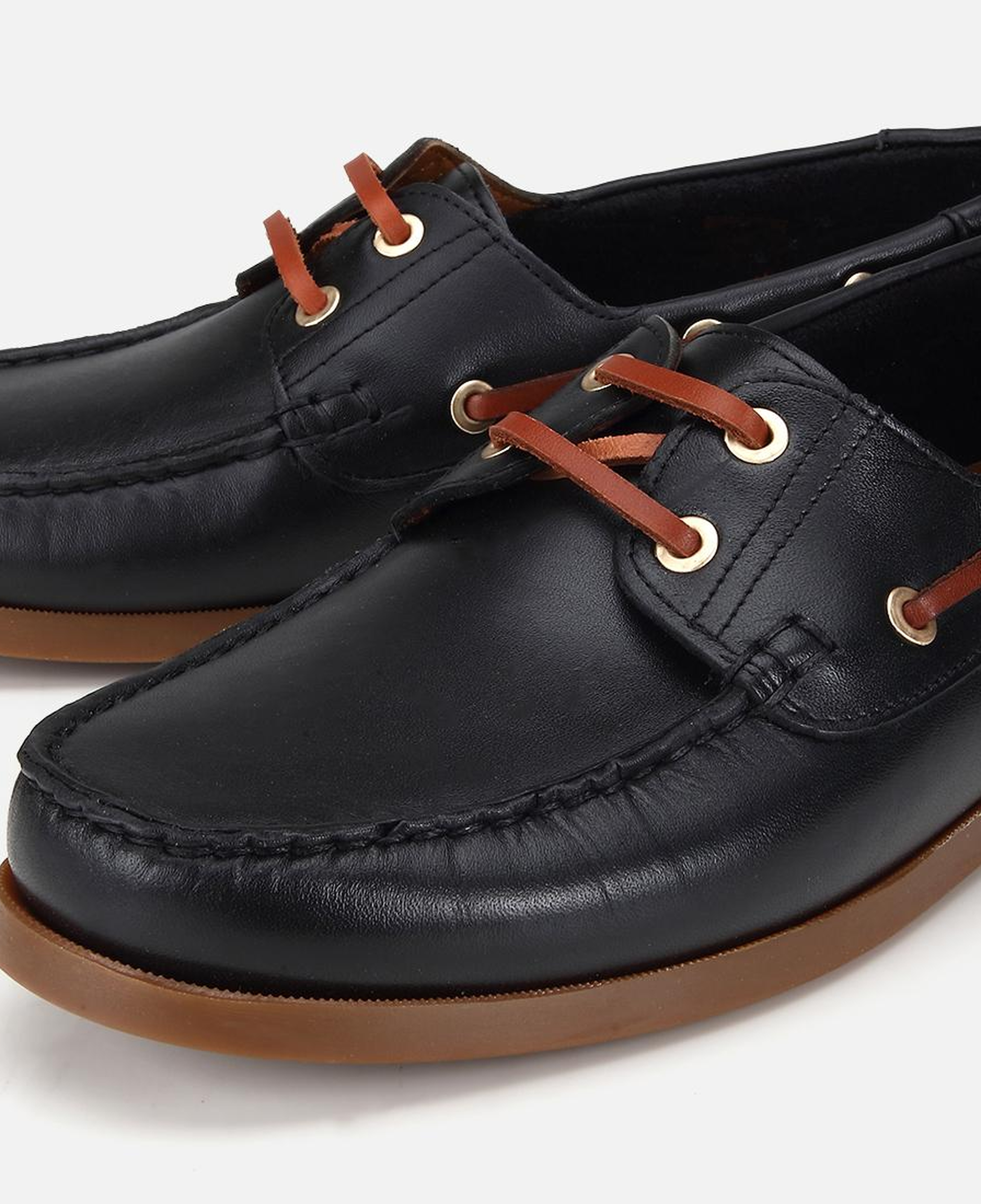 Erkek Deri Siyah Bağcık Detaylı Günlük Loafer