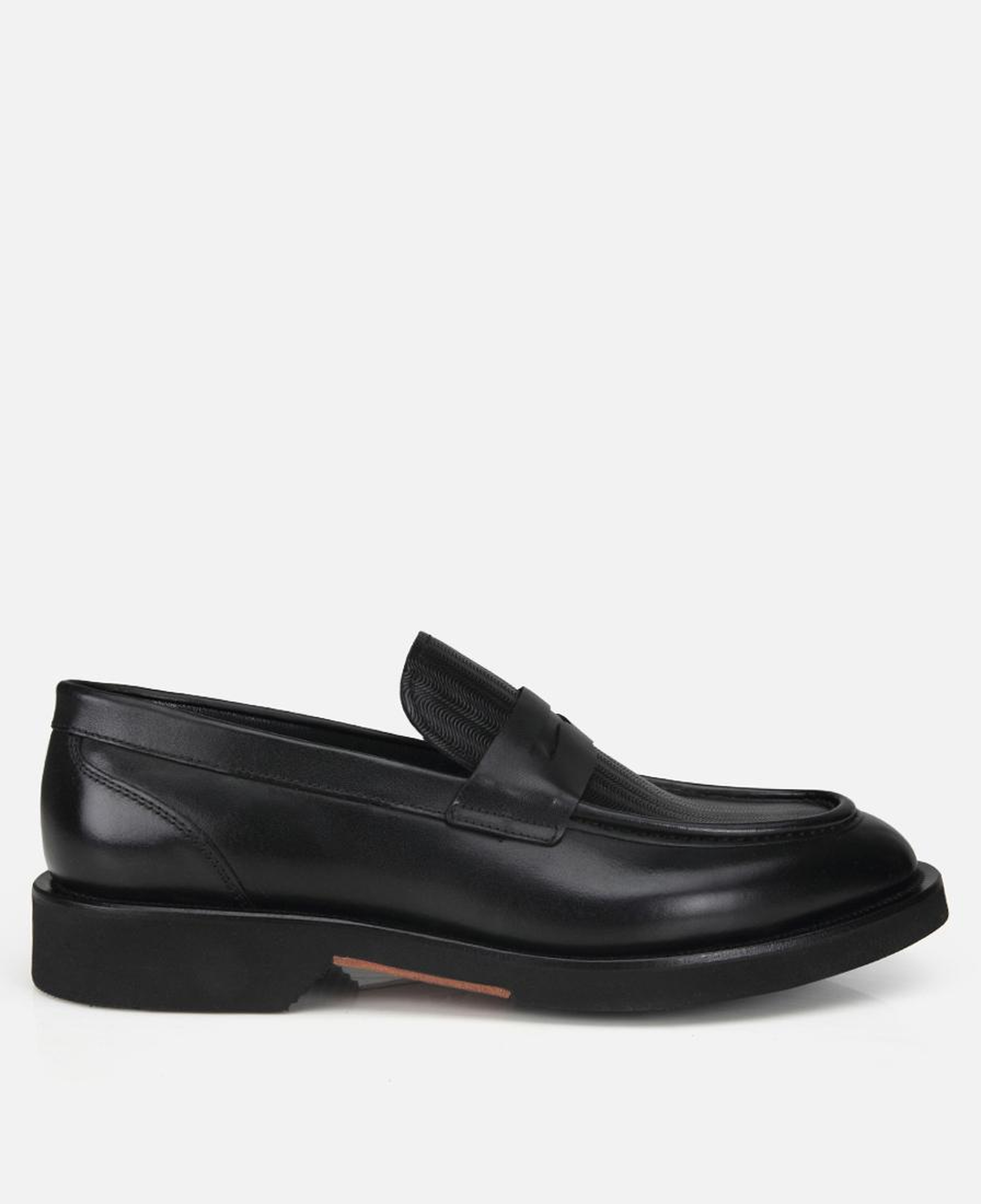 Erkek Deri Siyah Kalın Tabanlı Klasik Loafer