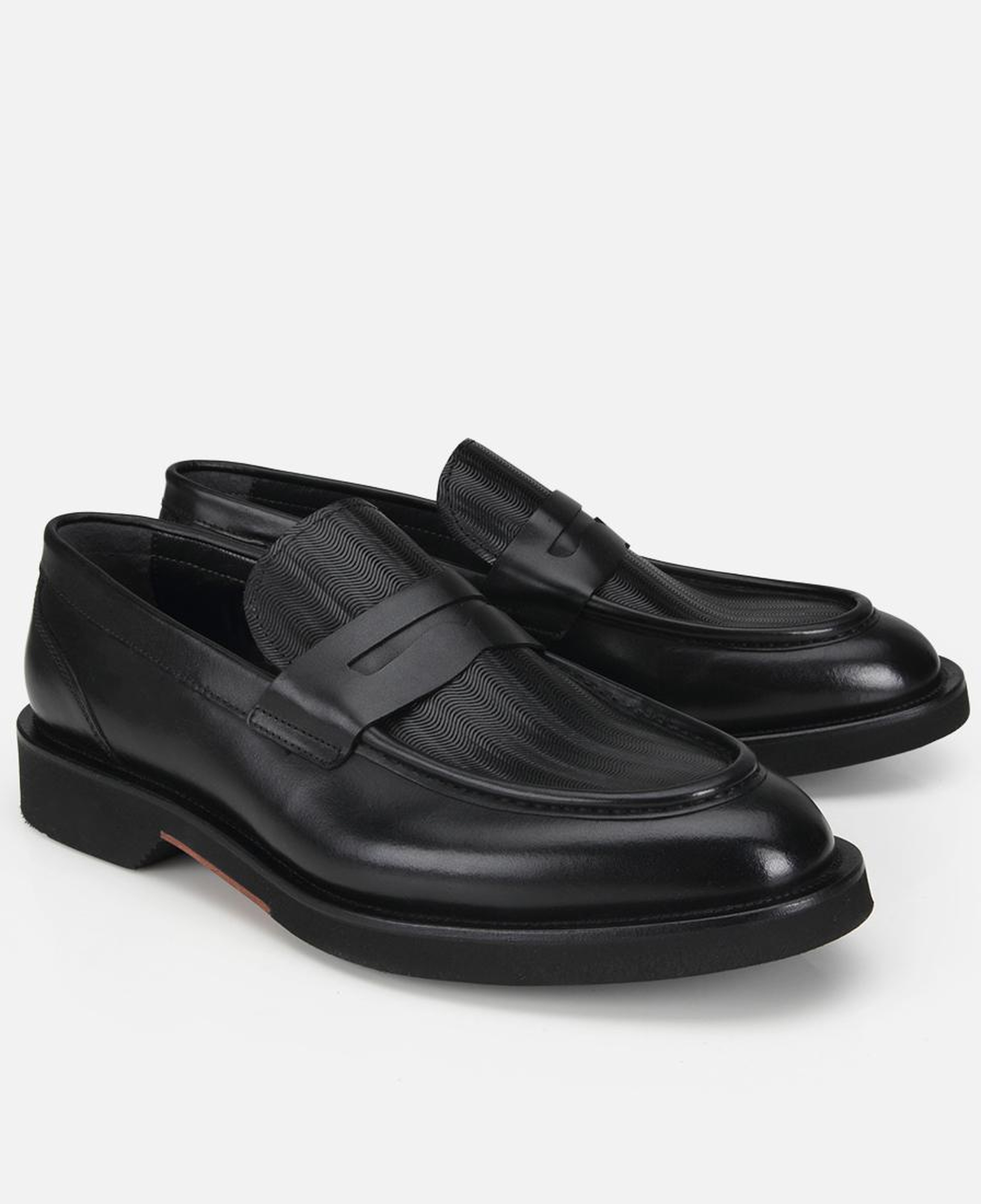 Erkek Deri Siyah Kalın Tabanlı Klasik Loafer