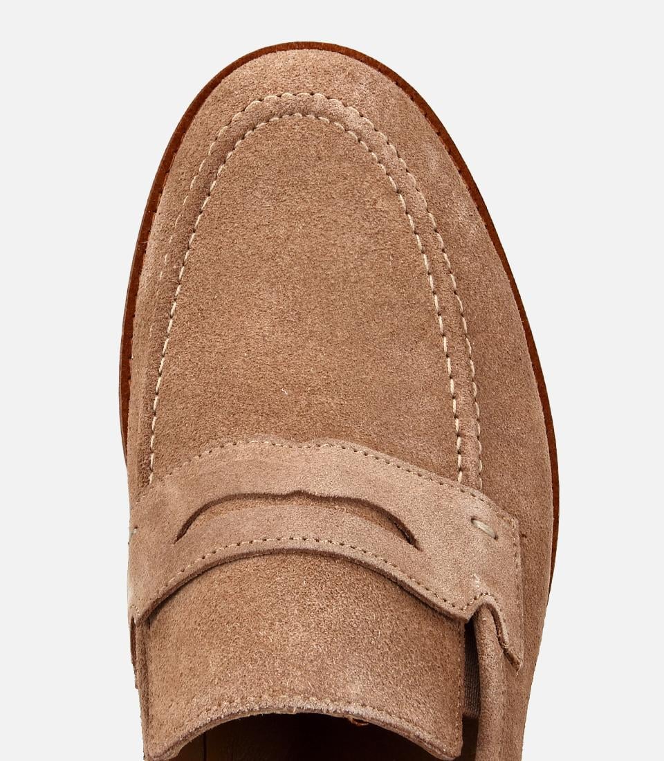 Erkek Süet Deri Bej Klasik Loafer