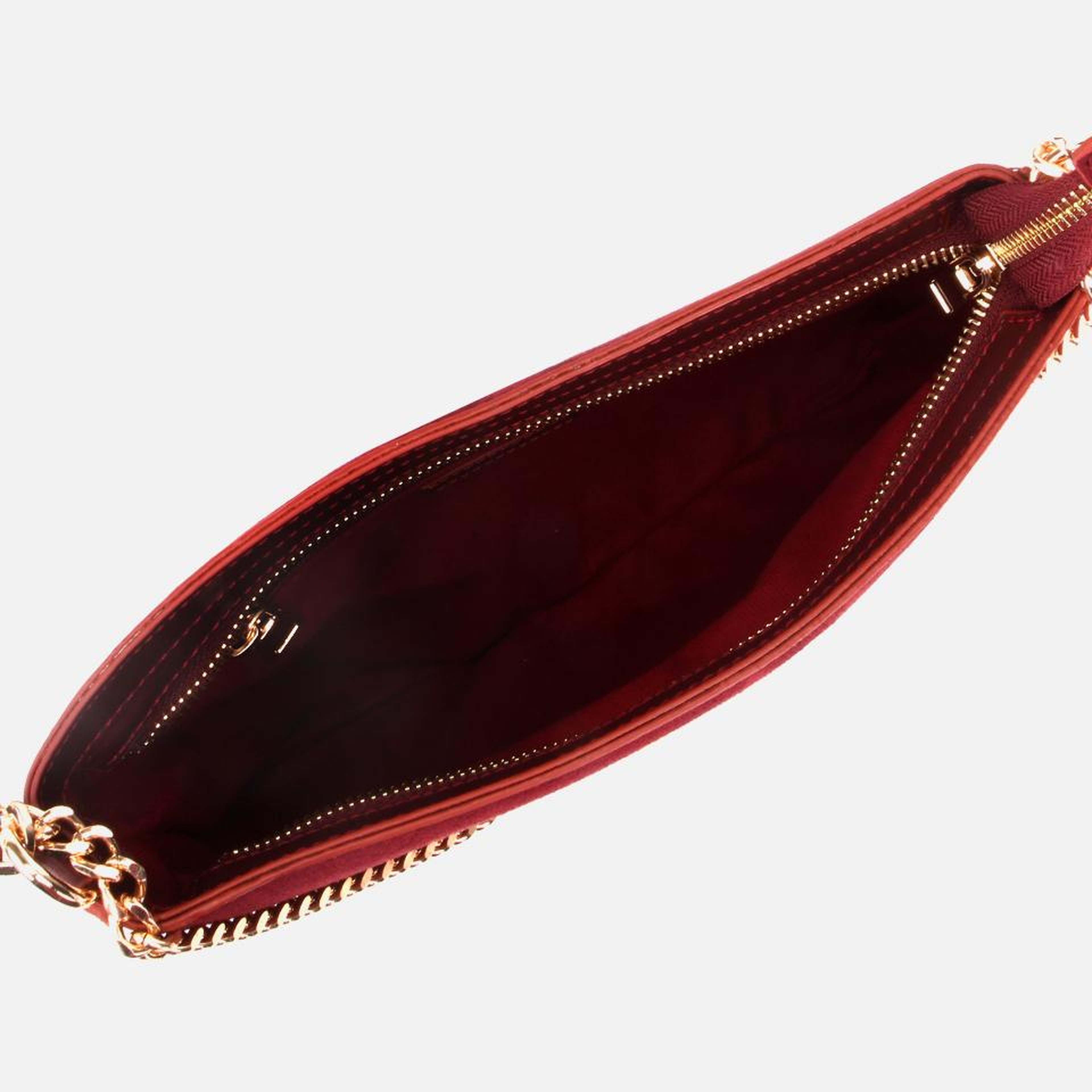 Kadın Süet Bordo Gold Zincir Detaylı Omuz Çantası