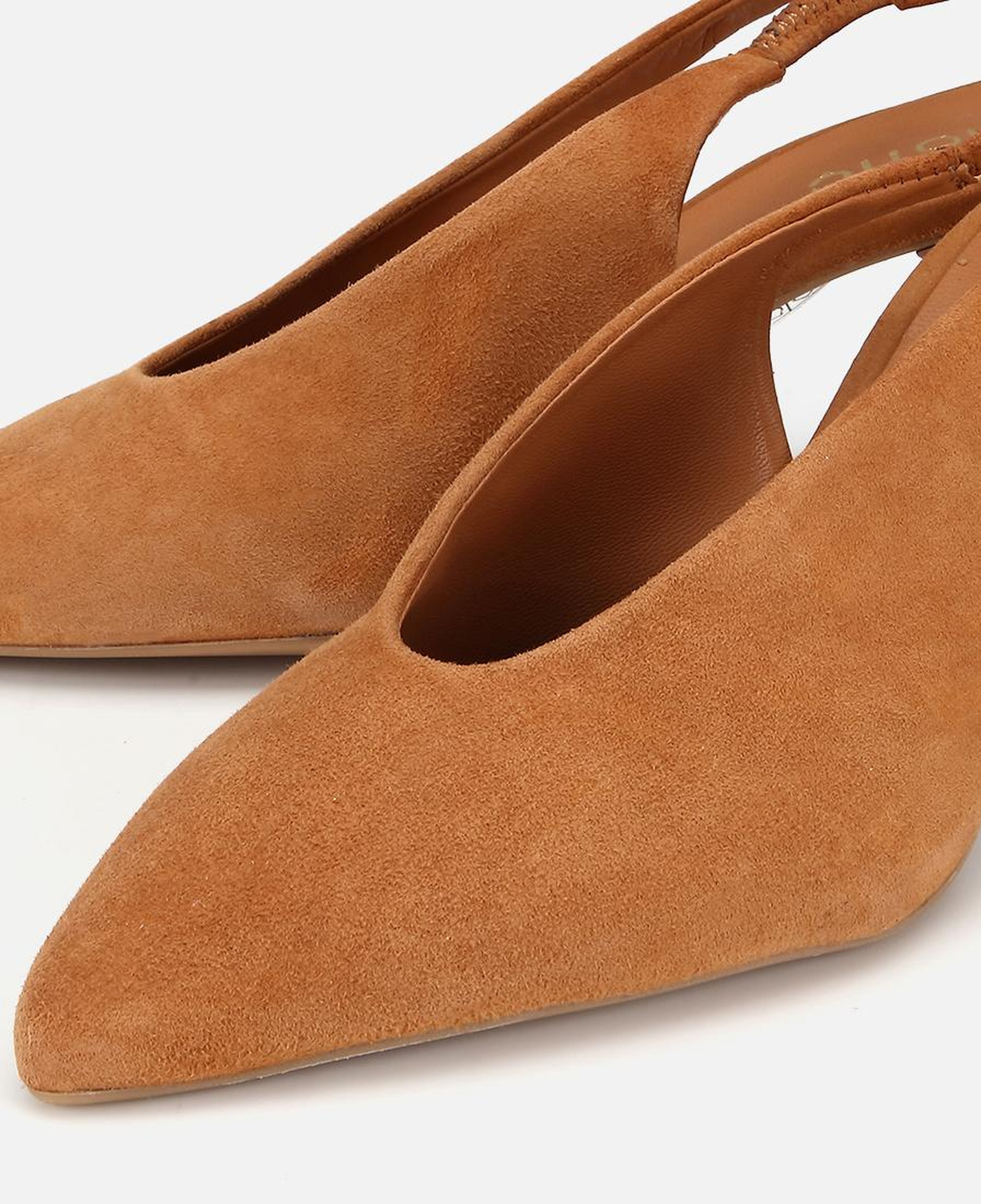 Kadın Süet Deri Taba Yumuşak Dokulu Kısa Topuklu Stiletto
