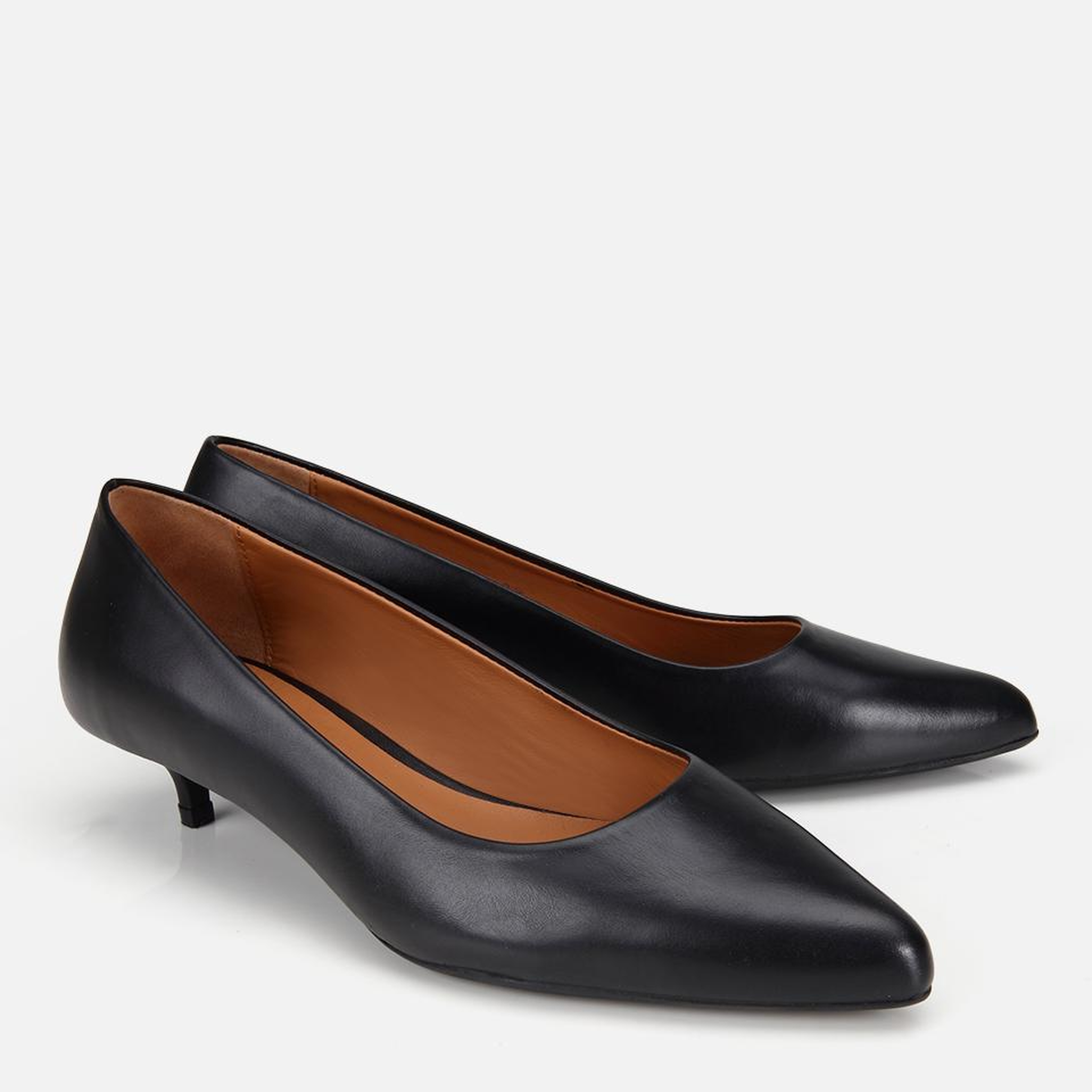 Kadın Deri Siyah Mini Topuklu Klasik Stiletto