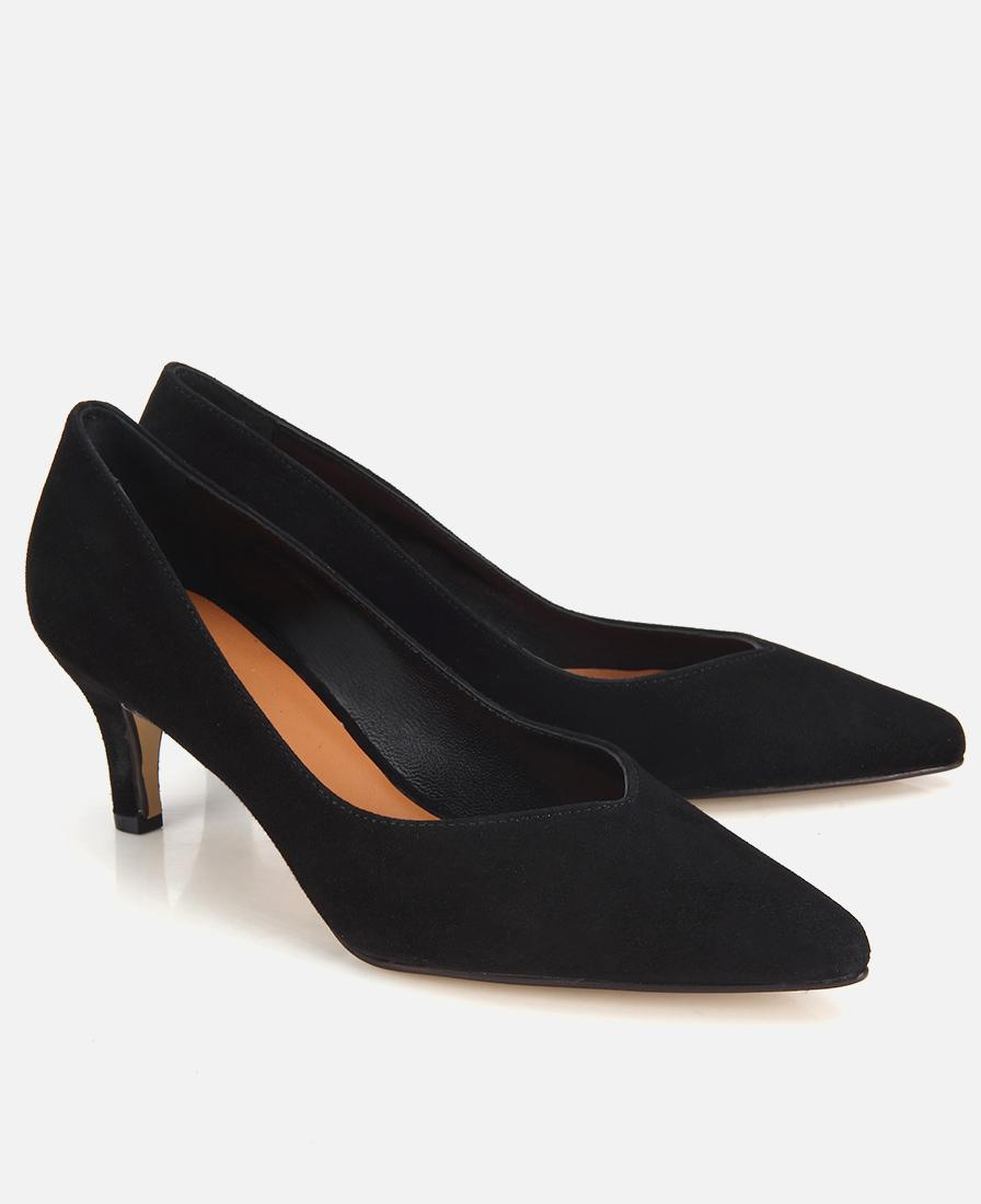 Kadın Süet Deri Siyah Kısa Topuklu Stiletto