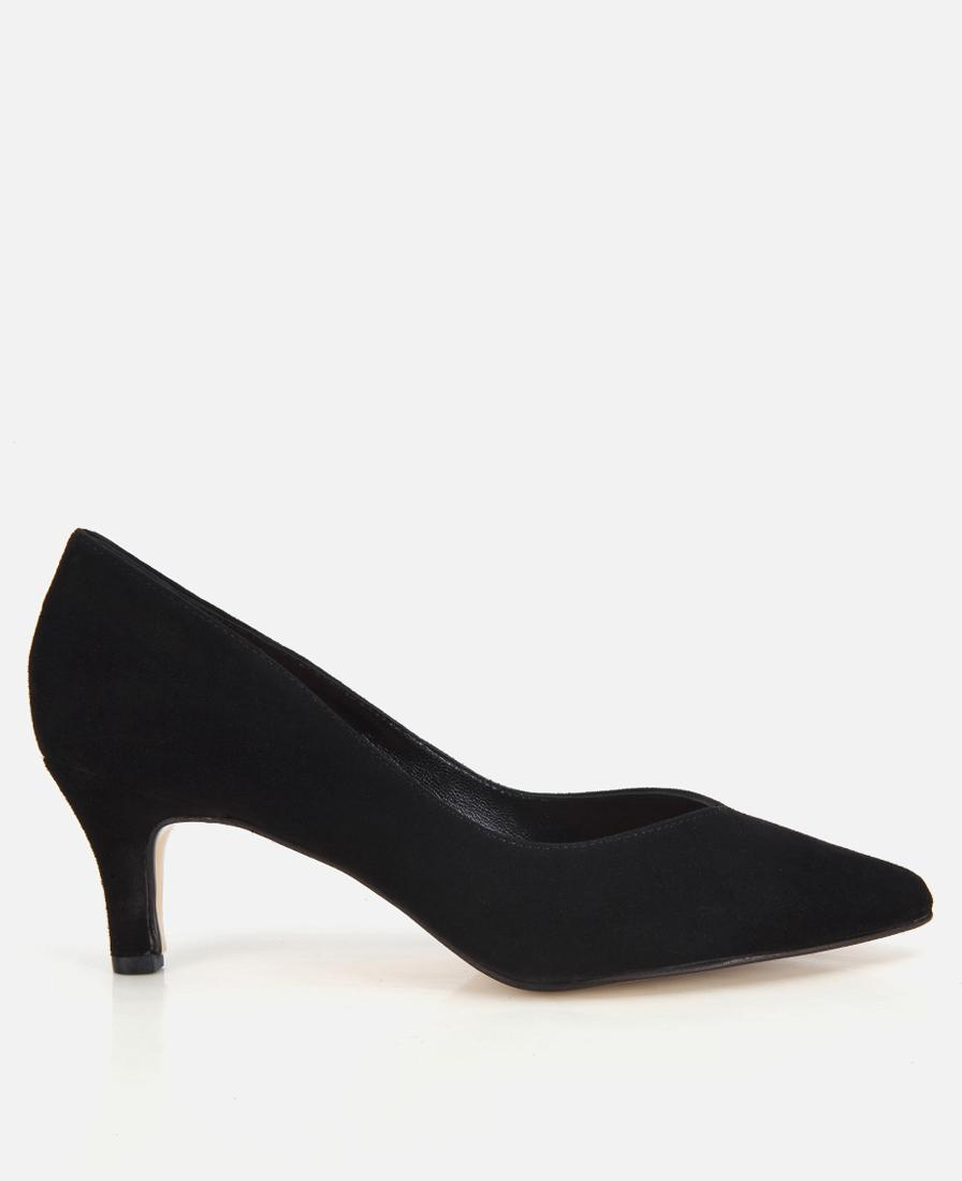 Kadın Süet Deri Siyah Kısa Topuklu Stiletto