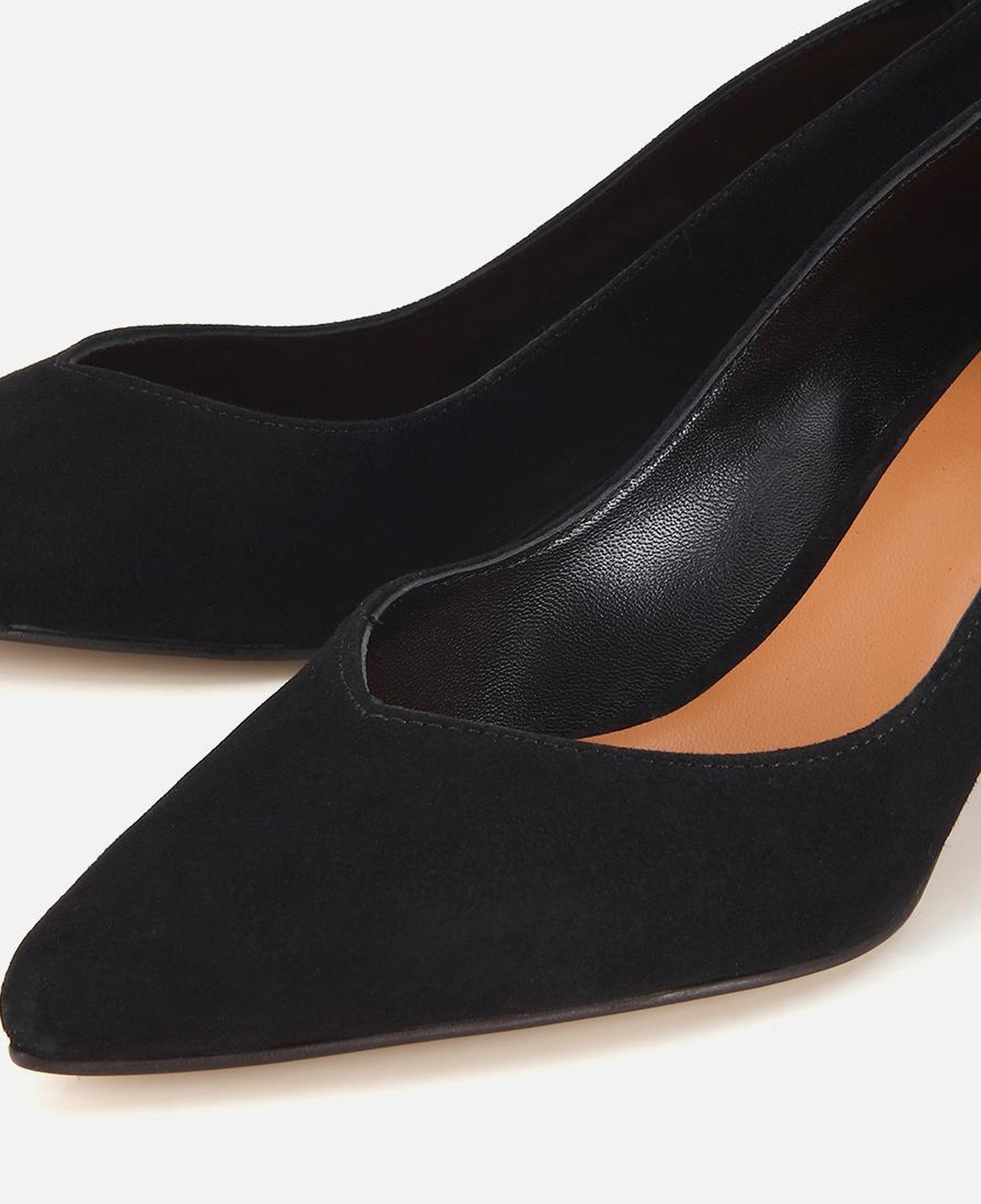 Kadın Süet Deri Siyah Kısa Topuklu Stiletto