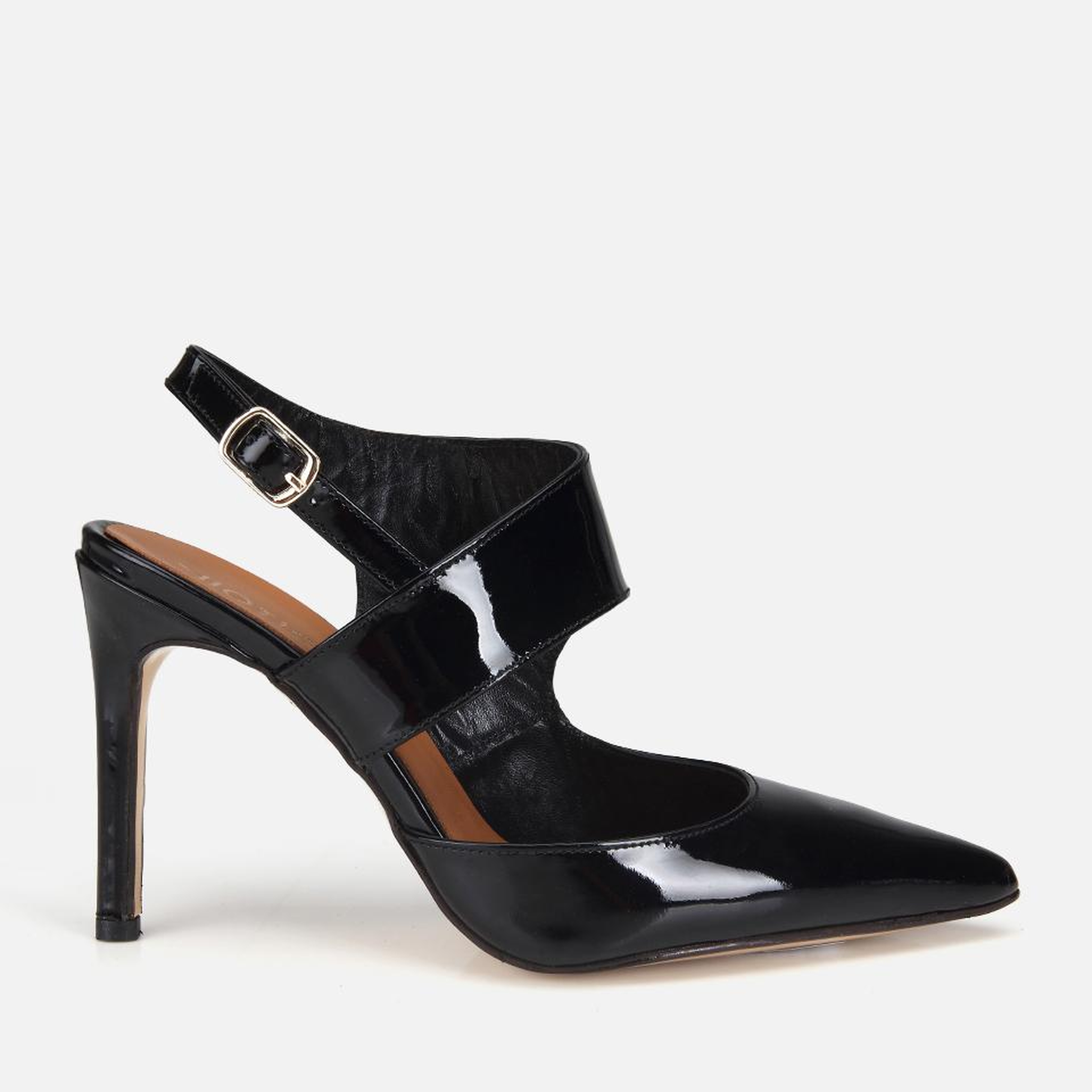 Kadın Rugan Deri Siyah Arkası Açık Stiletto