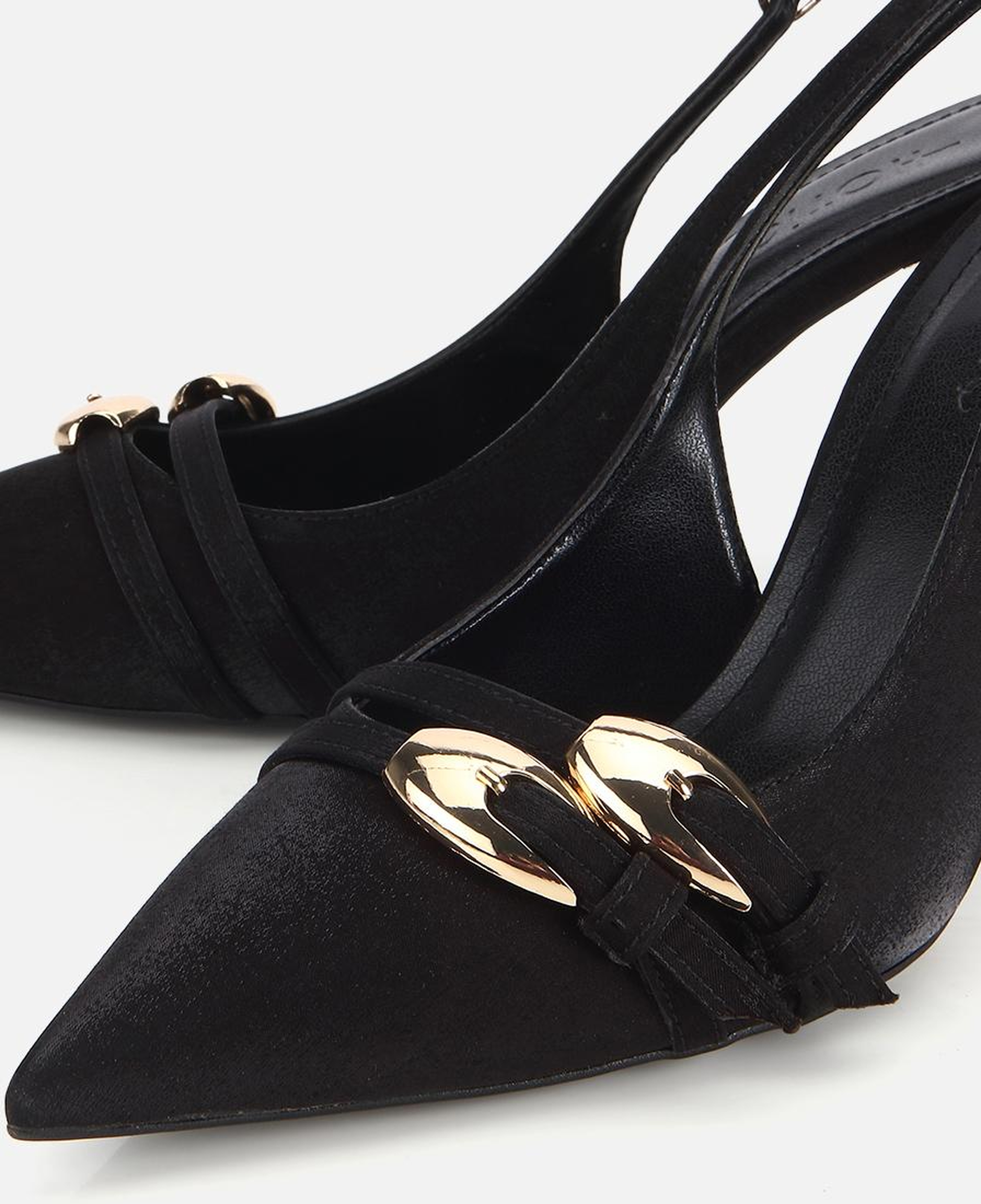 Kadın Siyah Gold Detaylı Arkası Açık Stiletto