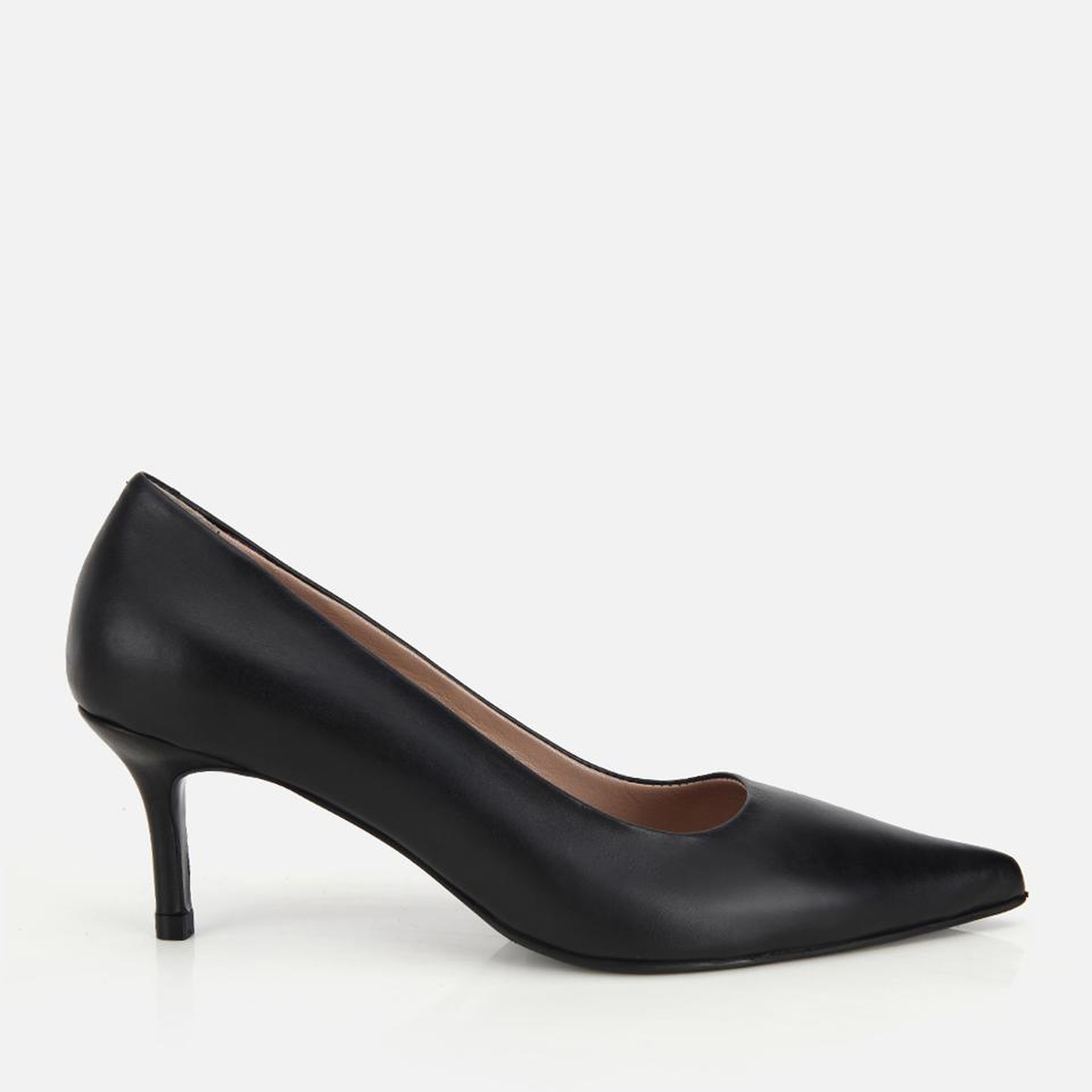 Kadın Deri Siyah İnce Kısa Topuklu Stiletto