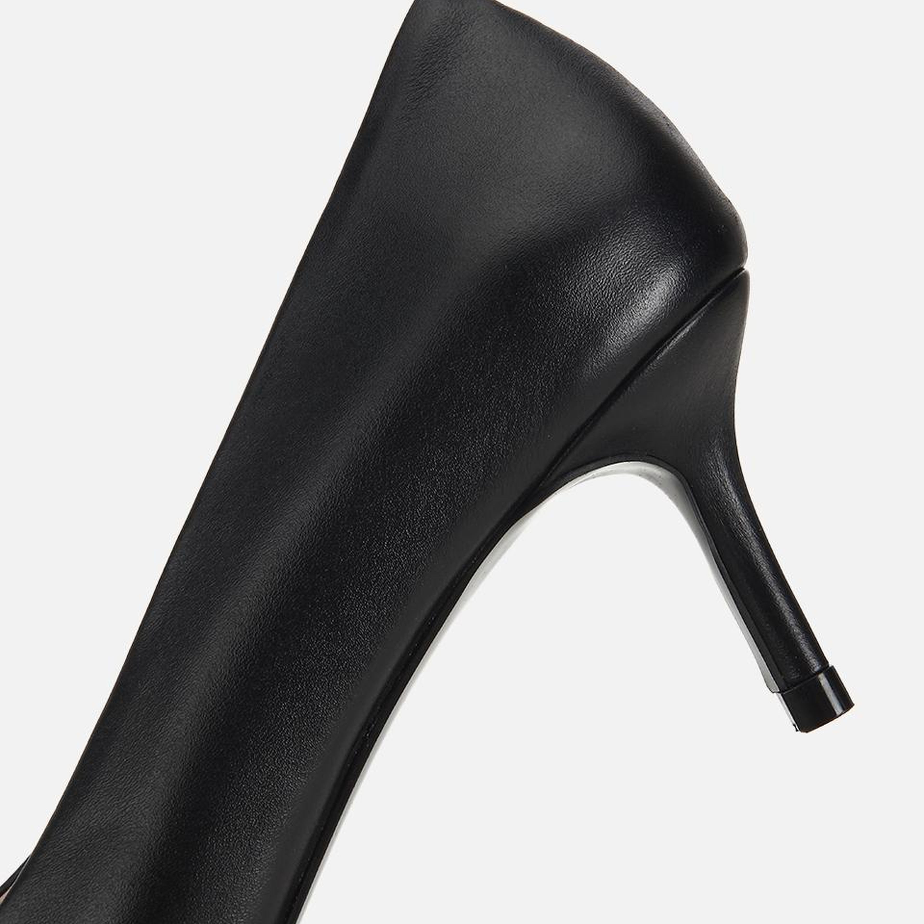 Kadın Deri Siyah İnce Kısa Topuklu Stiletto