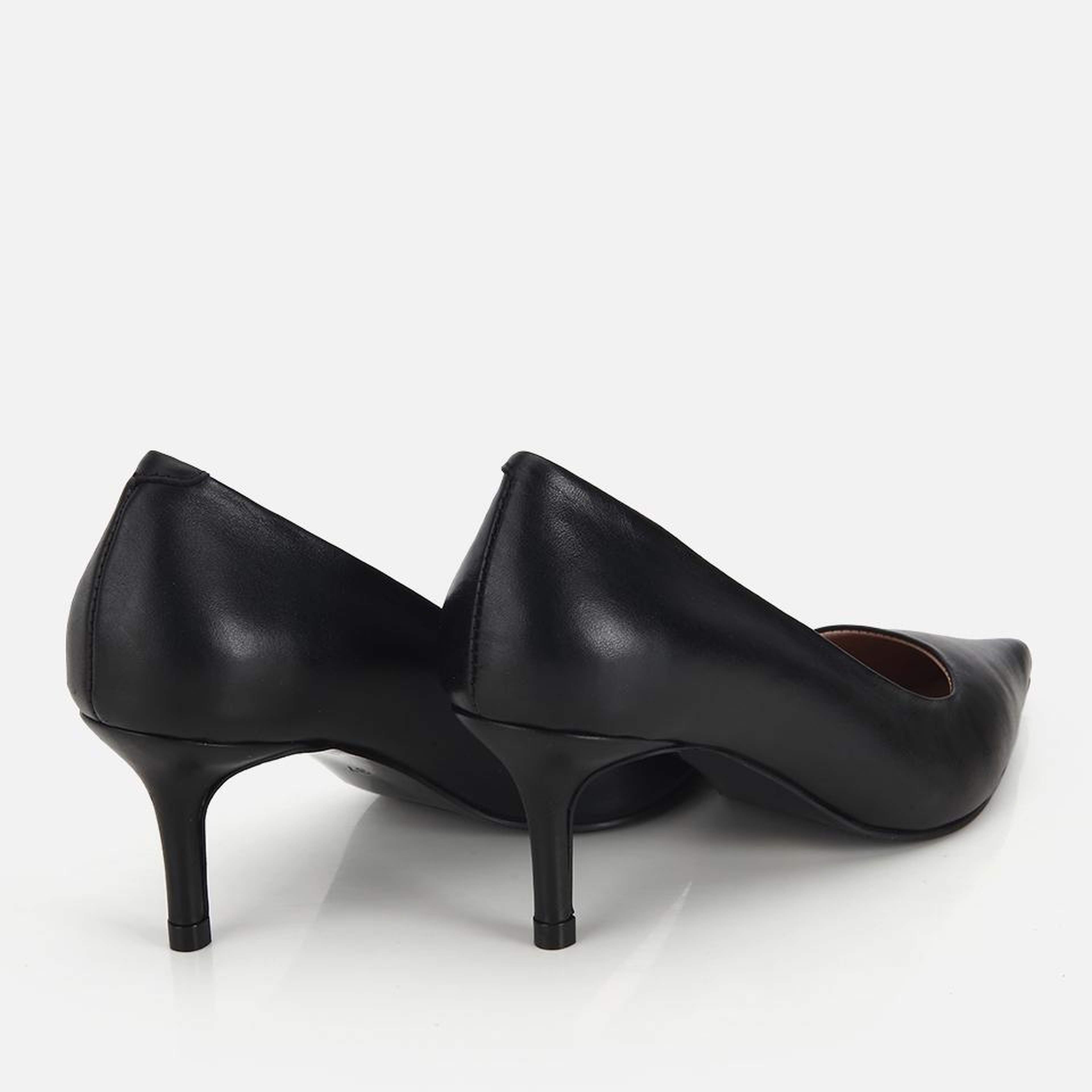 Kadın Deri Siyah İnce Kısa Topuklu Stiletto