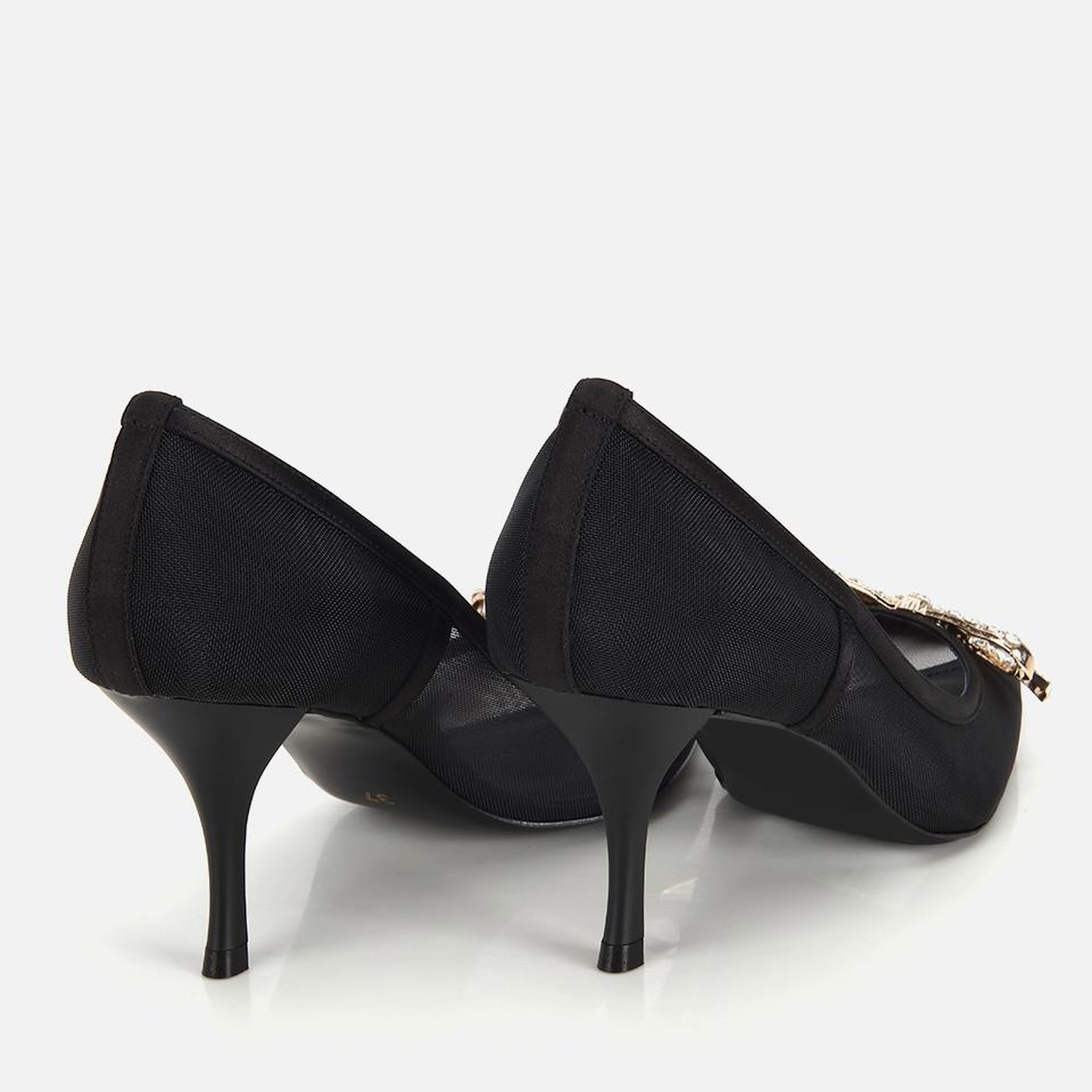 Kadın Siyah Transparan Fiyonk Detaylı Stiletto
