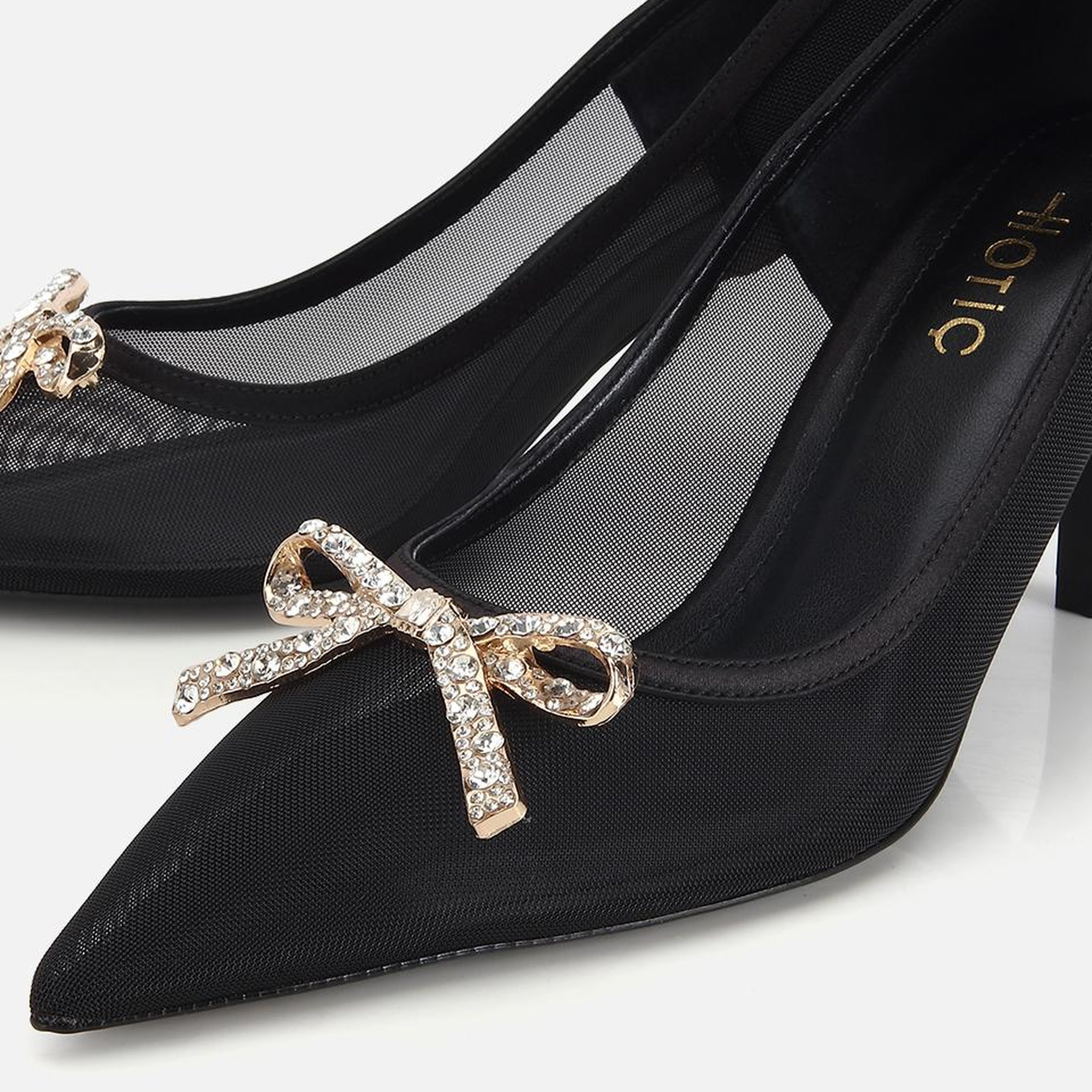 Kadın Siyah Transparan Fiyonk Detaylı Stiletto