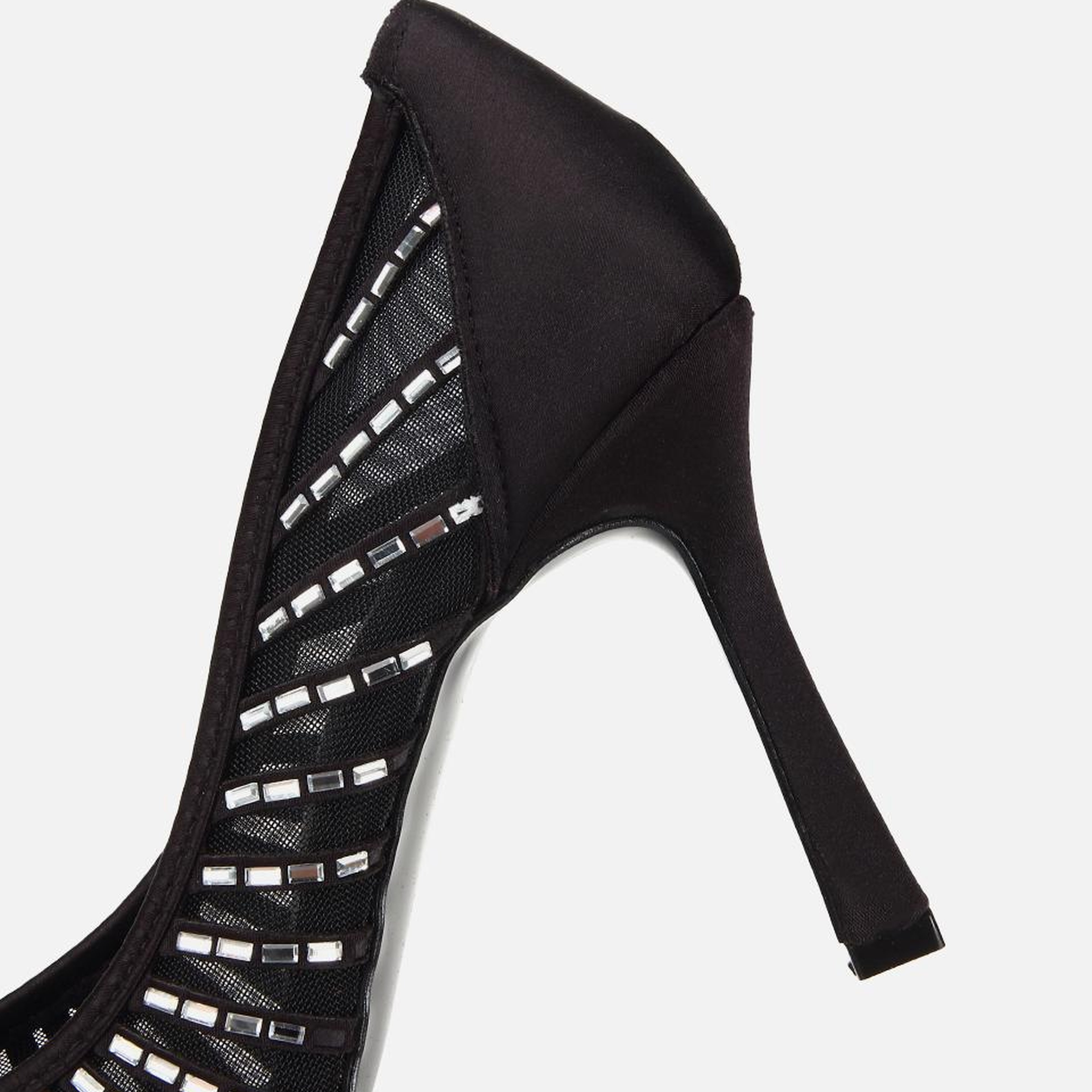 Kadın Siyah Tül Detaylı Taşlı Stiletto
