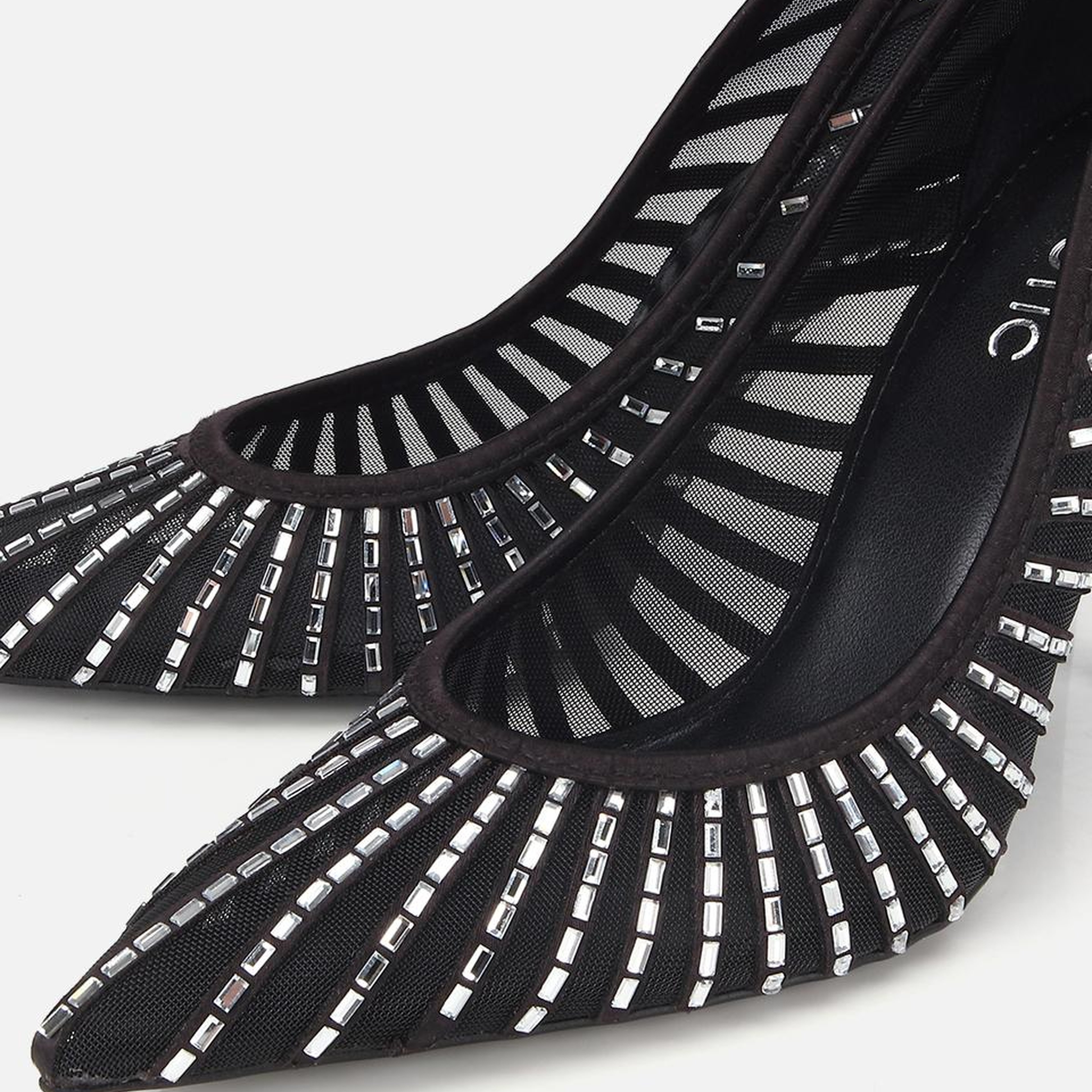 Kadın Siyah Tül Detaylı Taşlı Stiletto