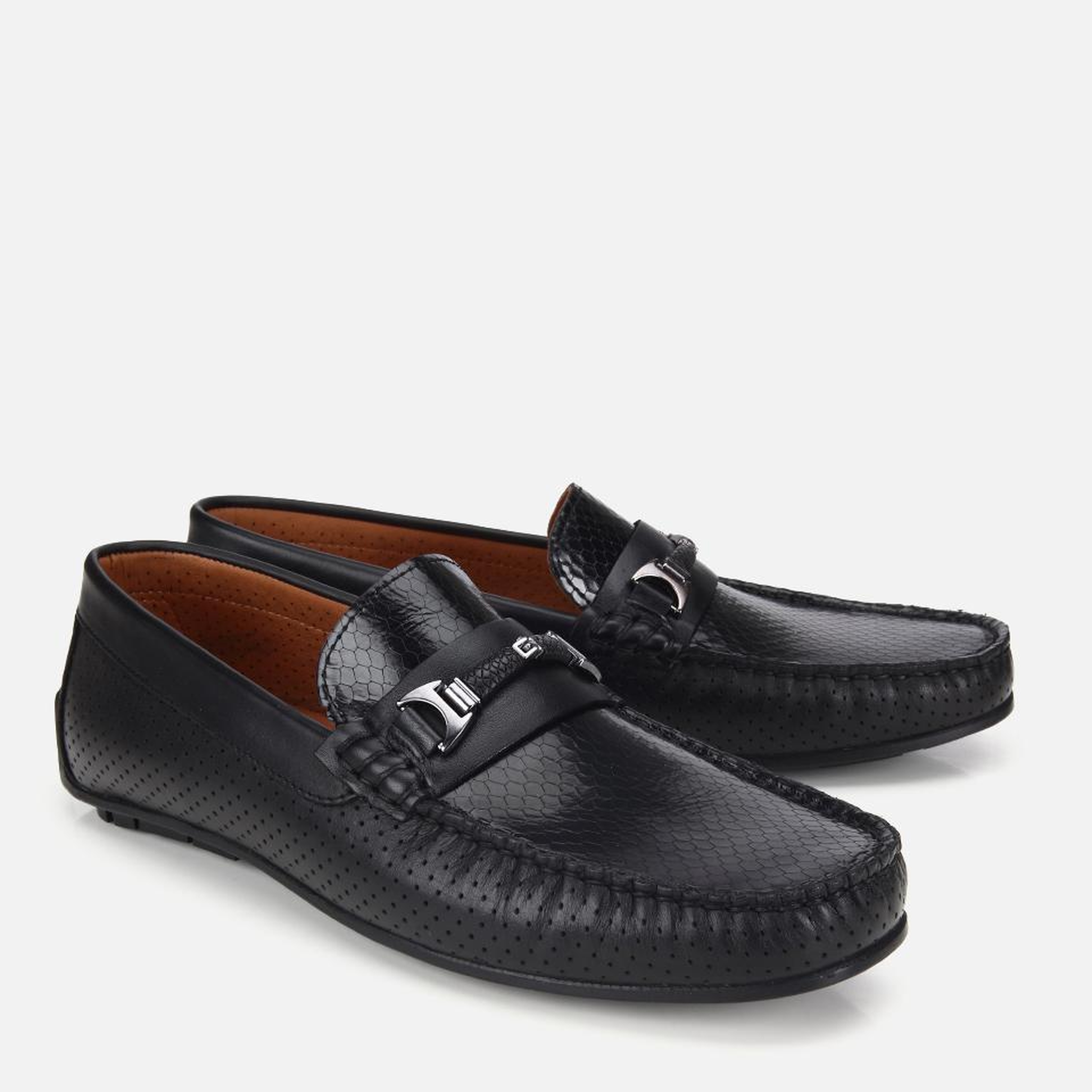 Erkek Deri Siyah Tokalı Günlük Loafer