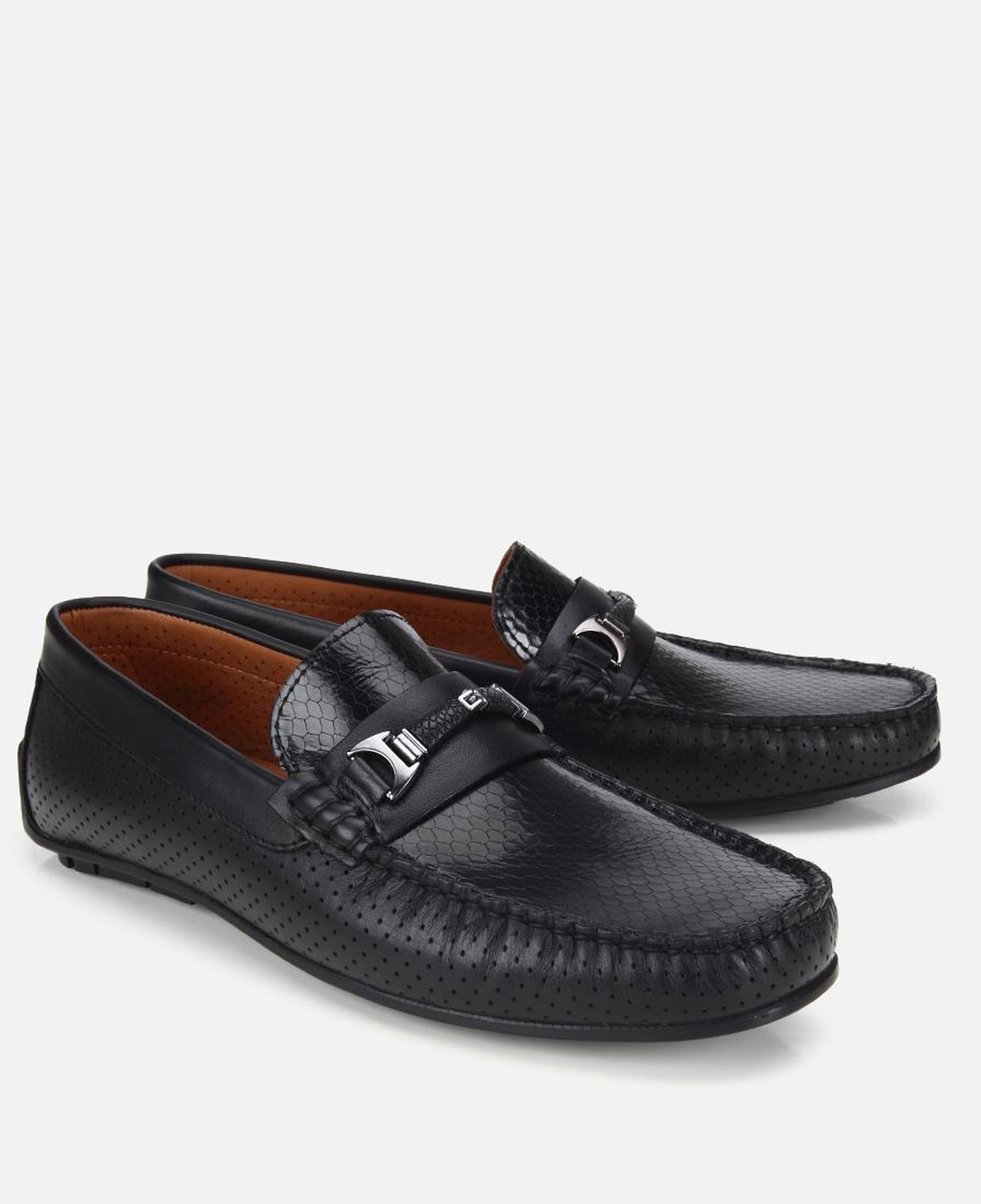 Erkek Deri Siyah Tokalı Günlük Loafer
