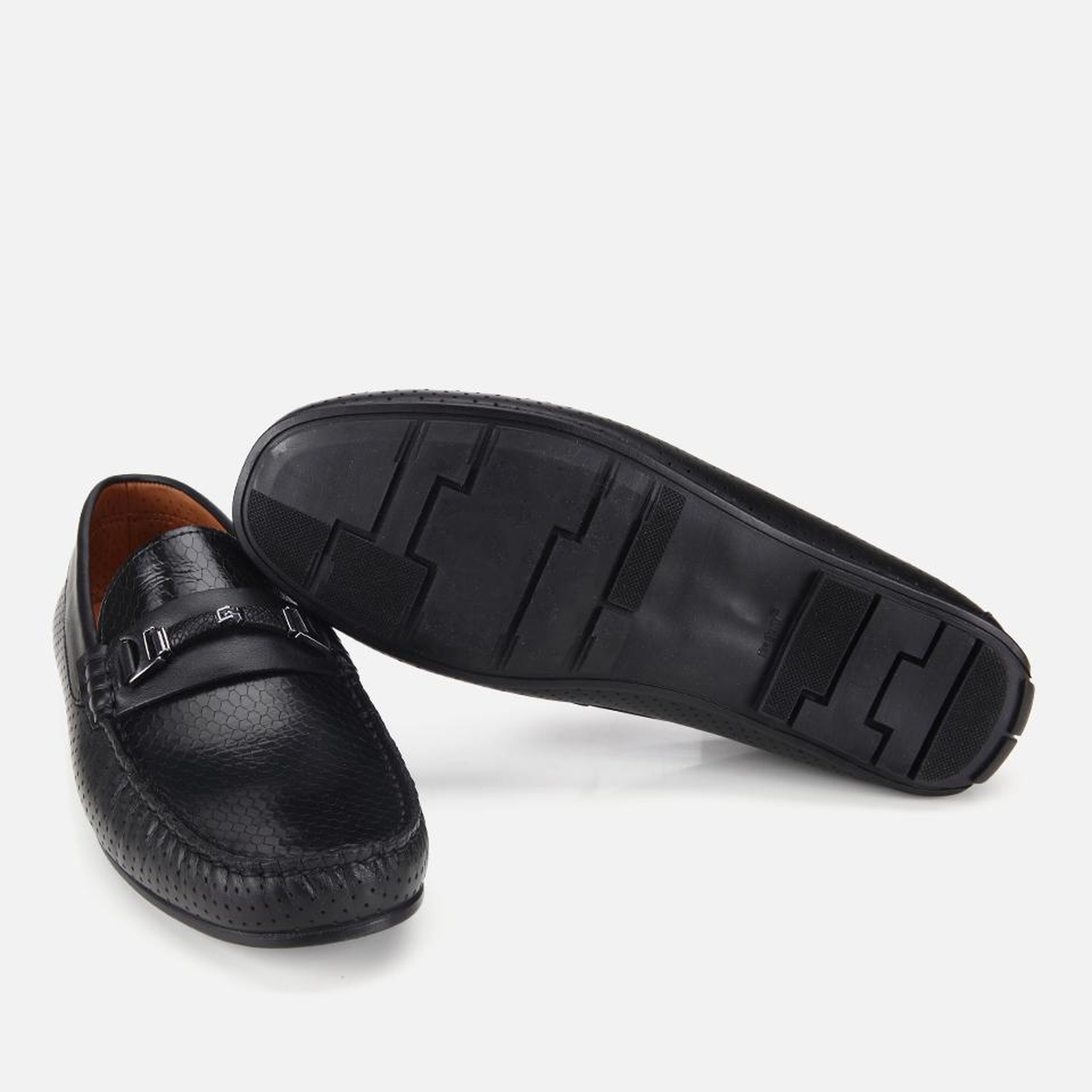 Erkek Deri Siyah Tokalı Günlük Loafer
