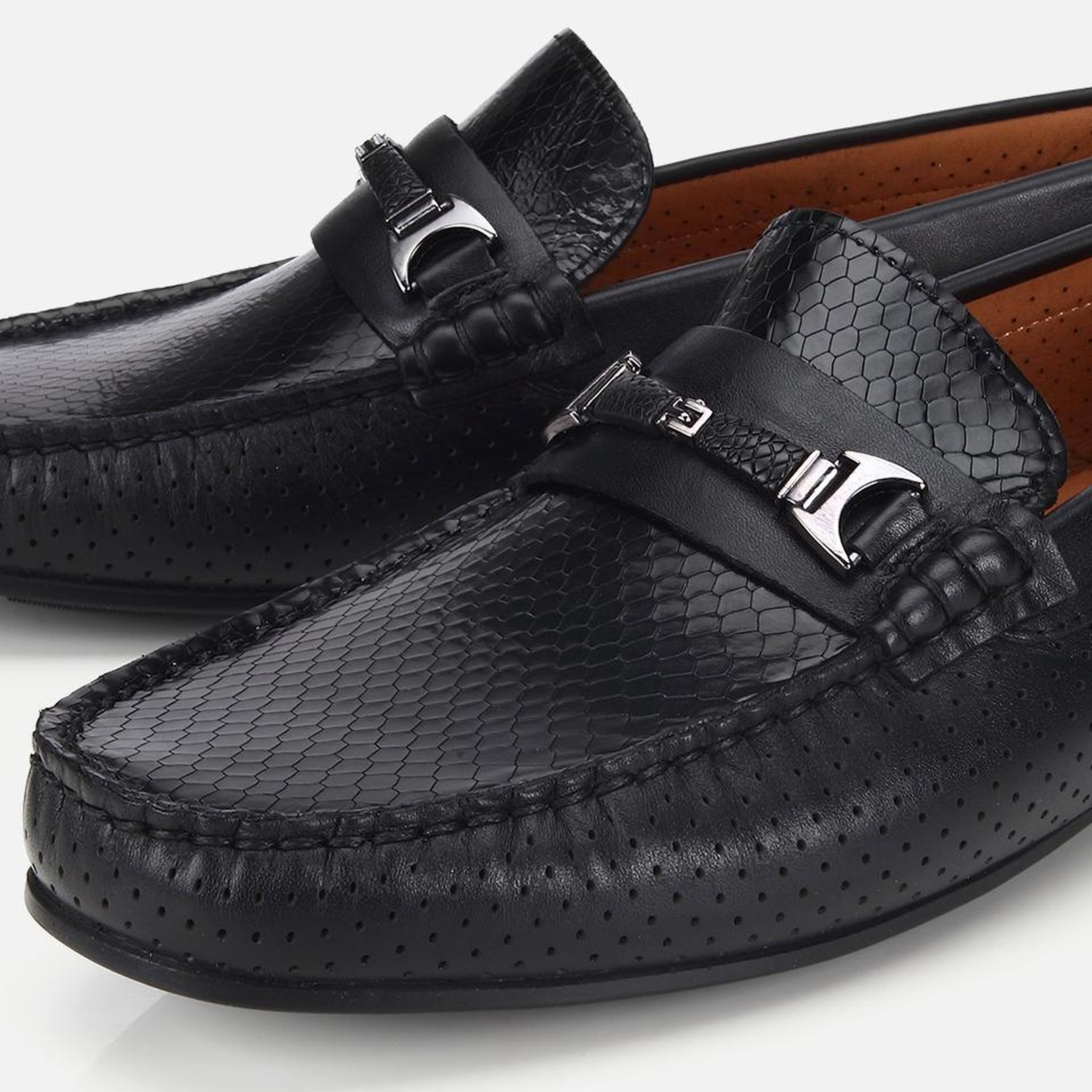 Erkek Deri Siyah Tokalı Günlük Loafer