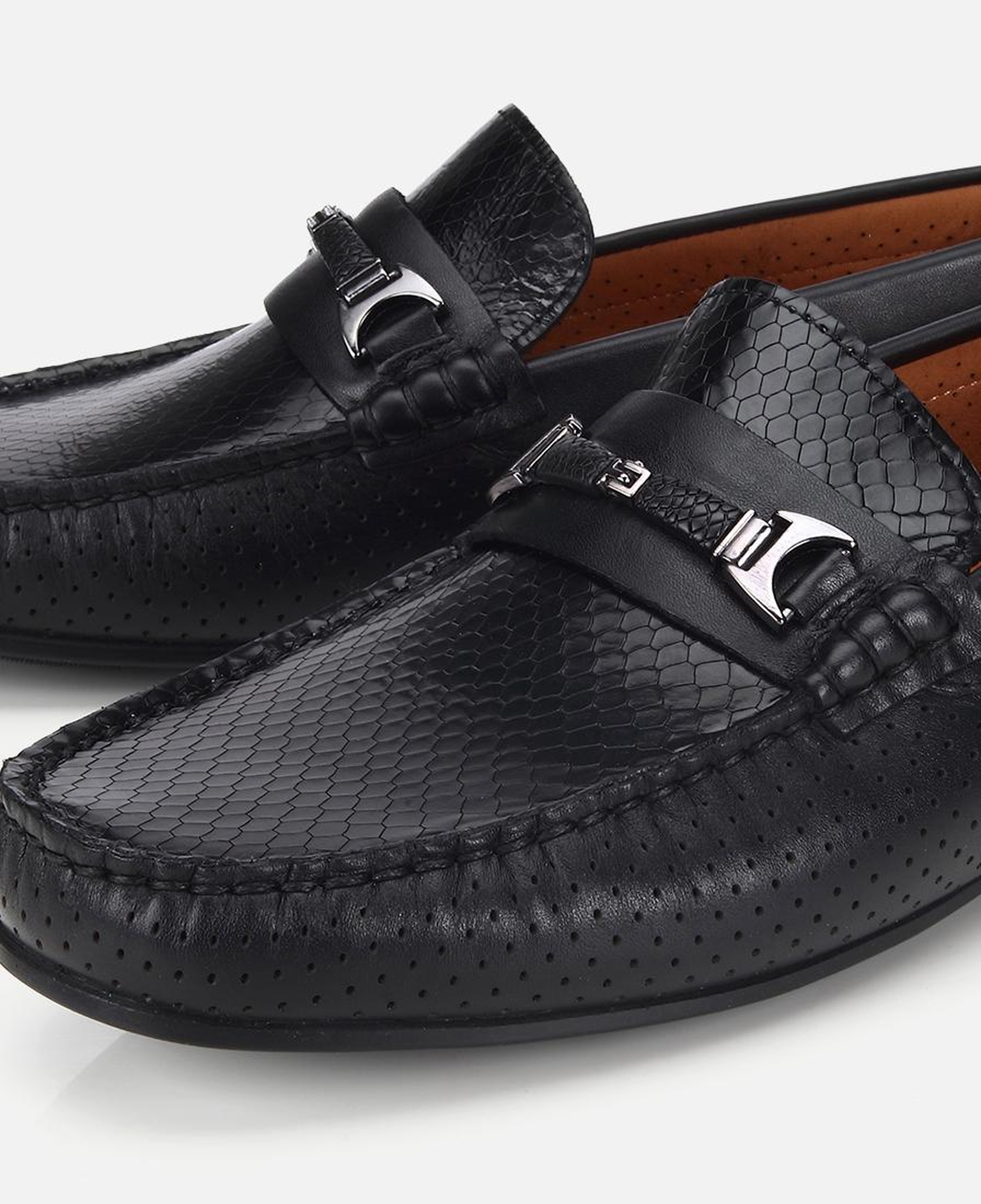 Erkek Deri Siyah Tokalı Günlük Loafer
