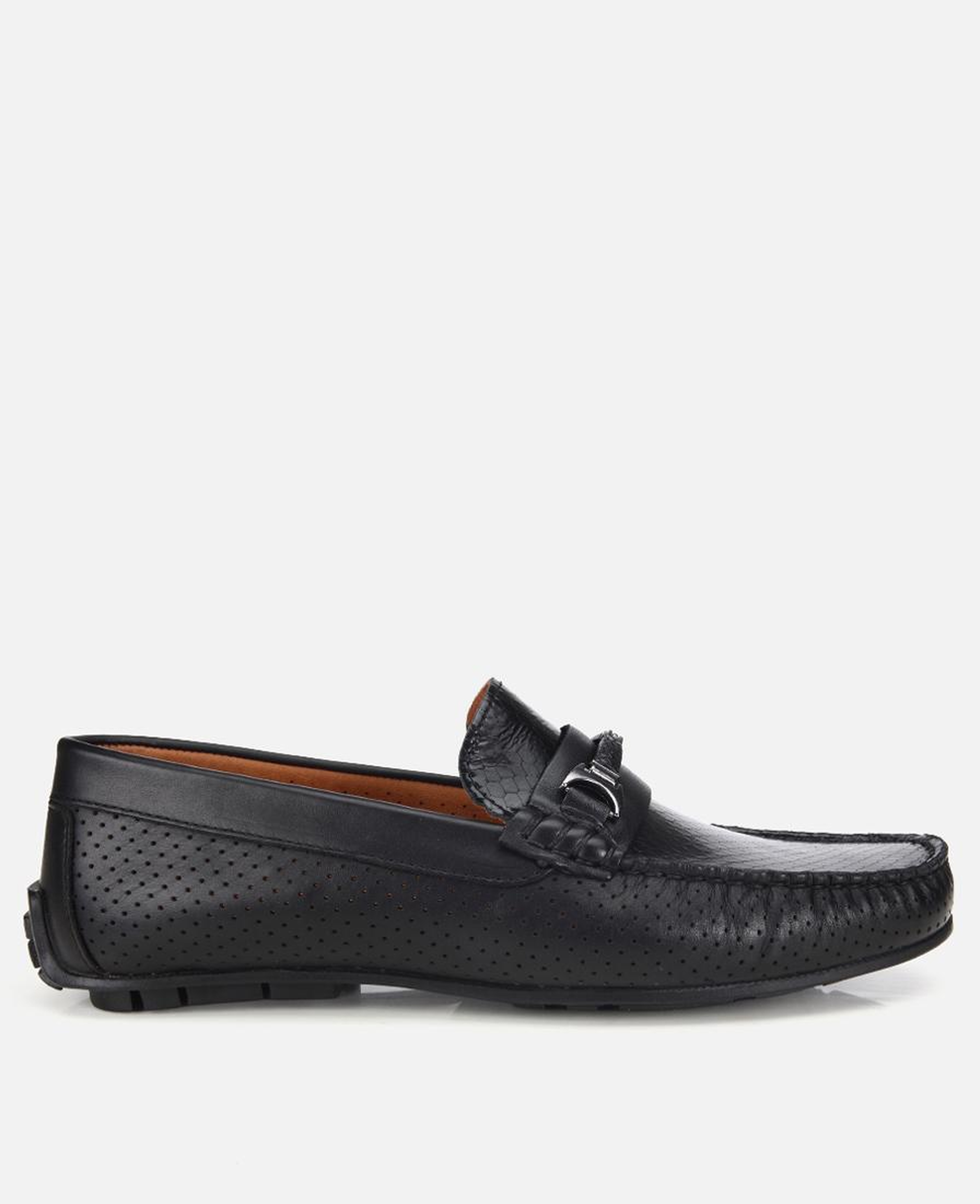 Erkek Deri Siyah Tokalı Günlük Loafer