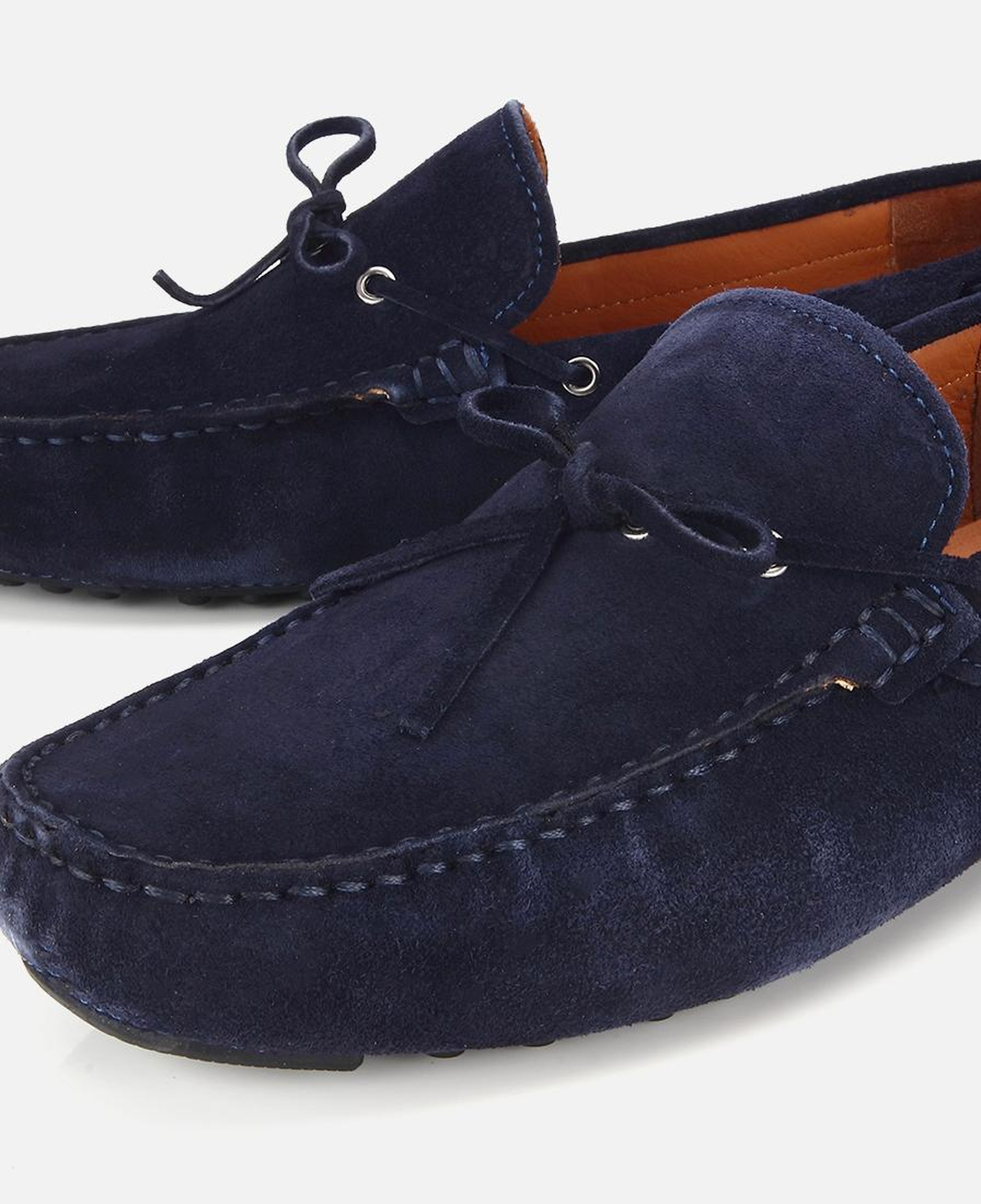 Erkek Süet Deri Lacivert Fiyonk Detaylı Günlük Loafer