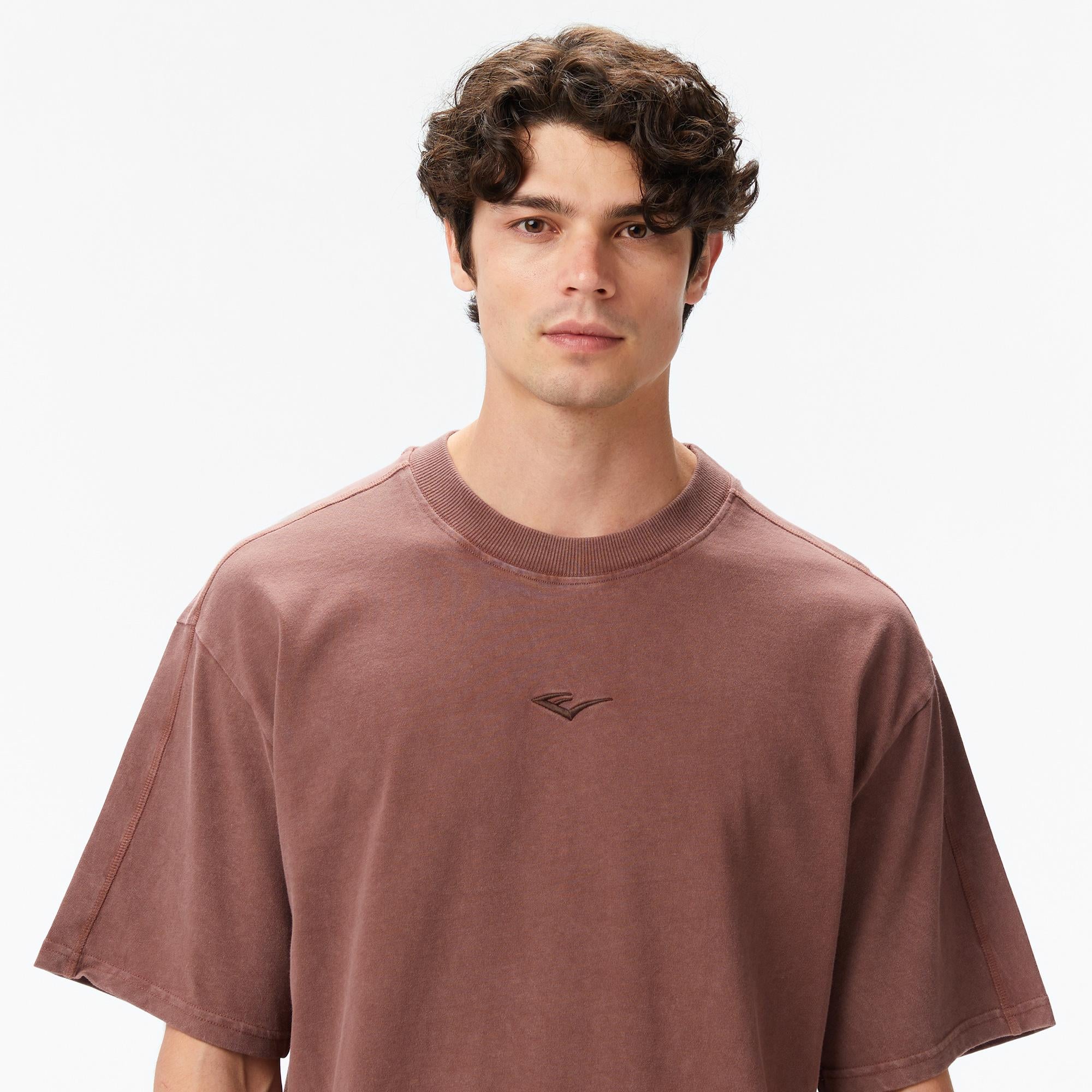 Everlast Bronx 1910 Oversize Yıkamalı Erkek Kahverengi T-Shirt