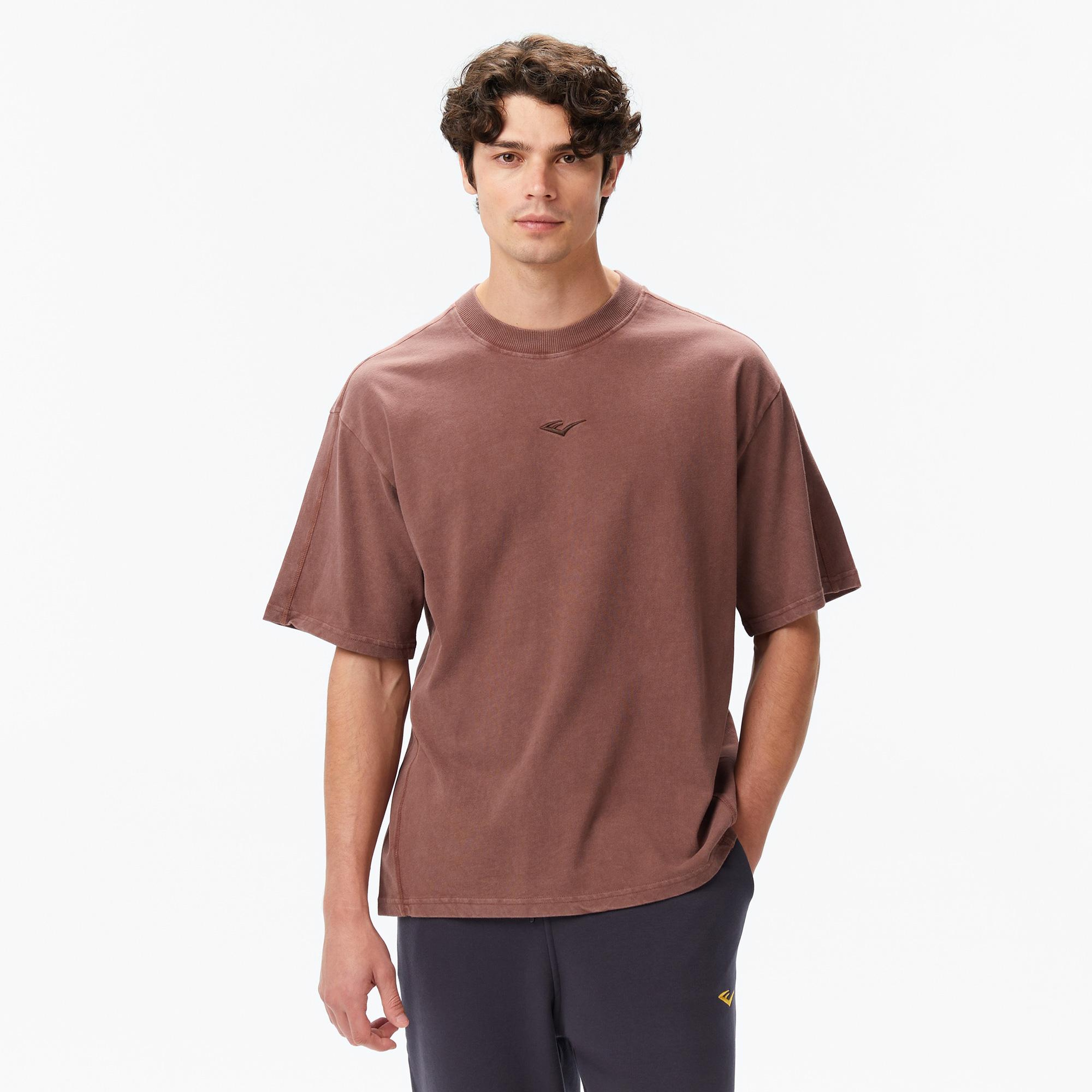 Everlast Bronx 1910 Oversize Yıkamalı Erkek Kahverengi T-Shirt