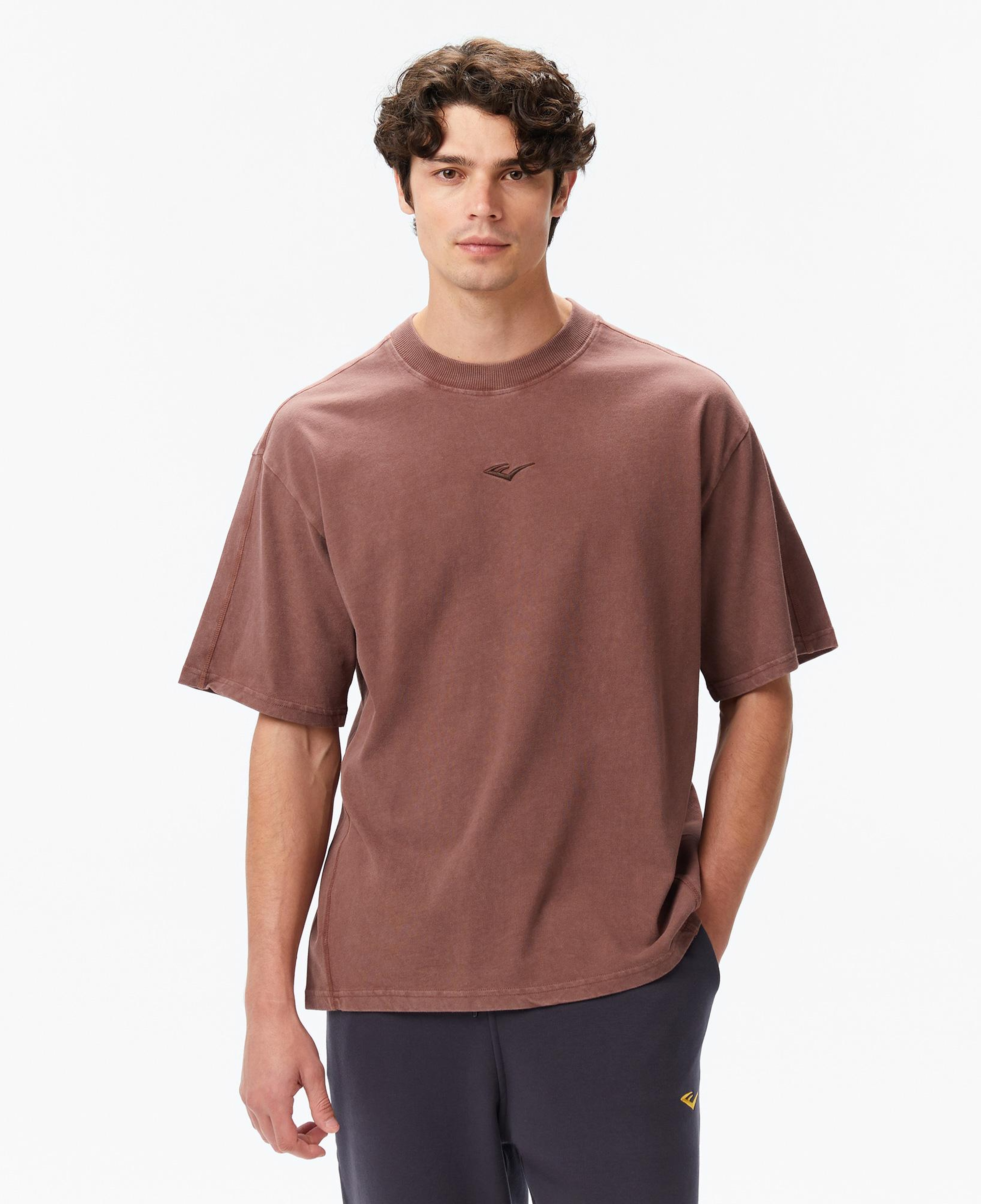 Everlast Bronx 1910 Oversize Yıkamalı Erkek Kahverengi T-Shirt