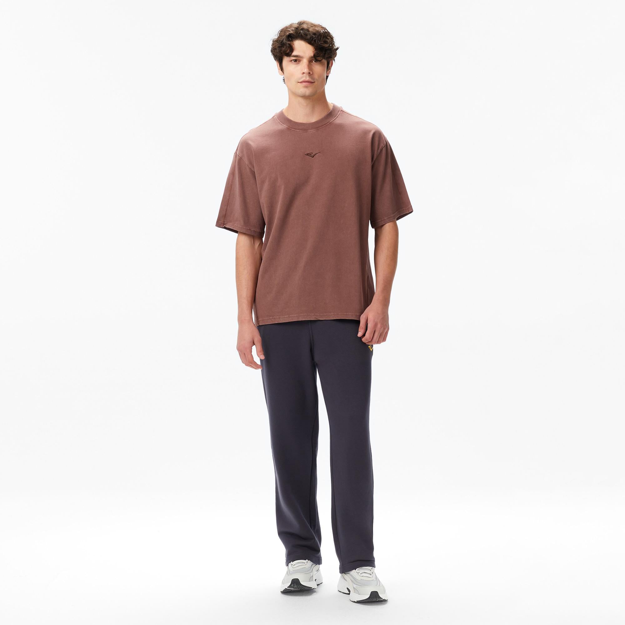 Everlast Bronx 1910 Oversize Yıkamalı Erkek Kahverengi T-Shirt