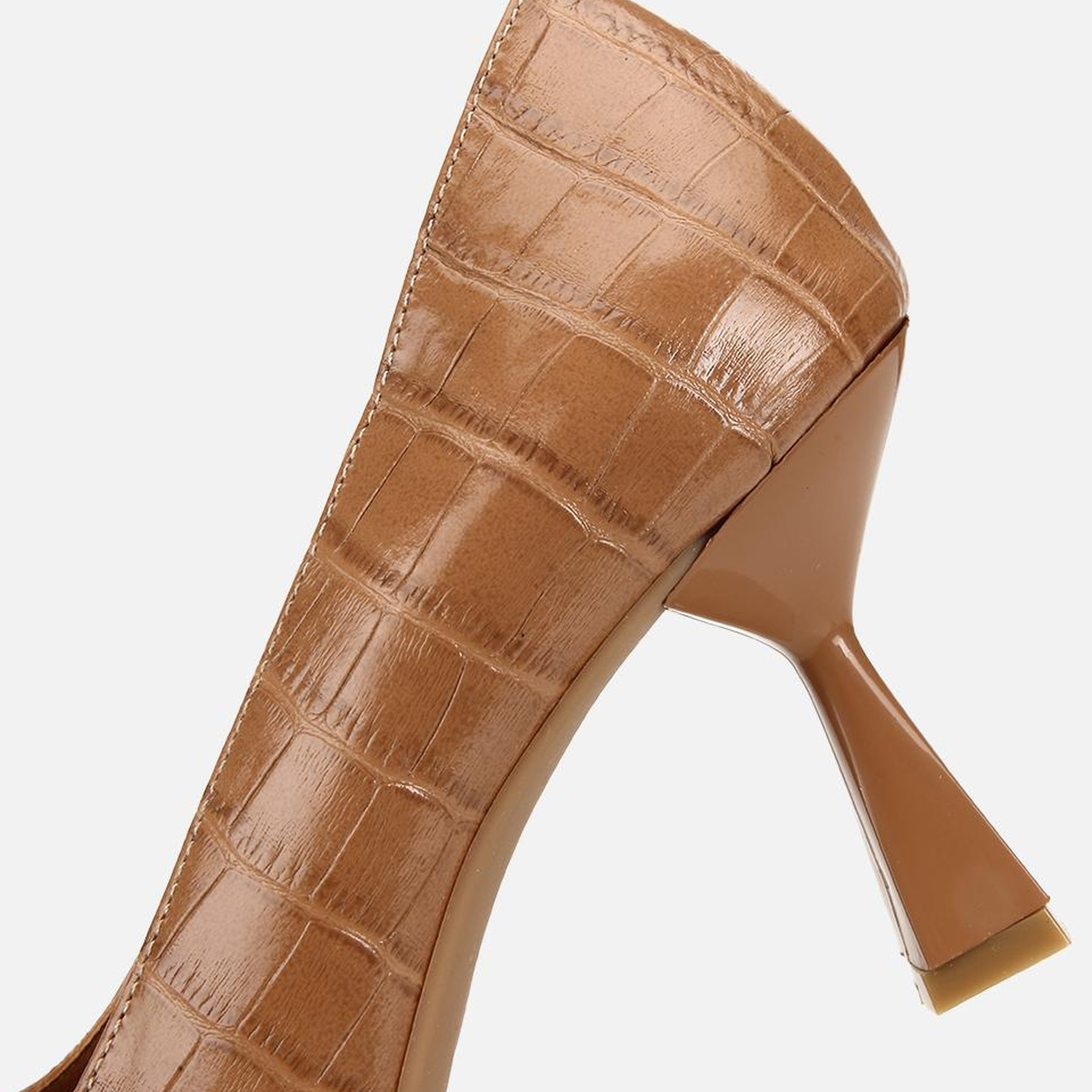 Kadın Deri Taba Kroko Detaylı Stiletto