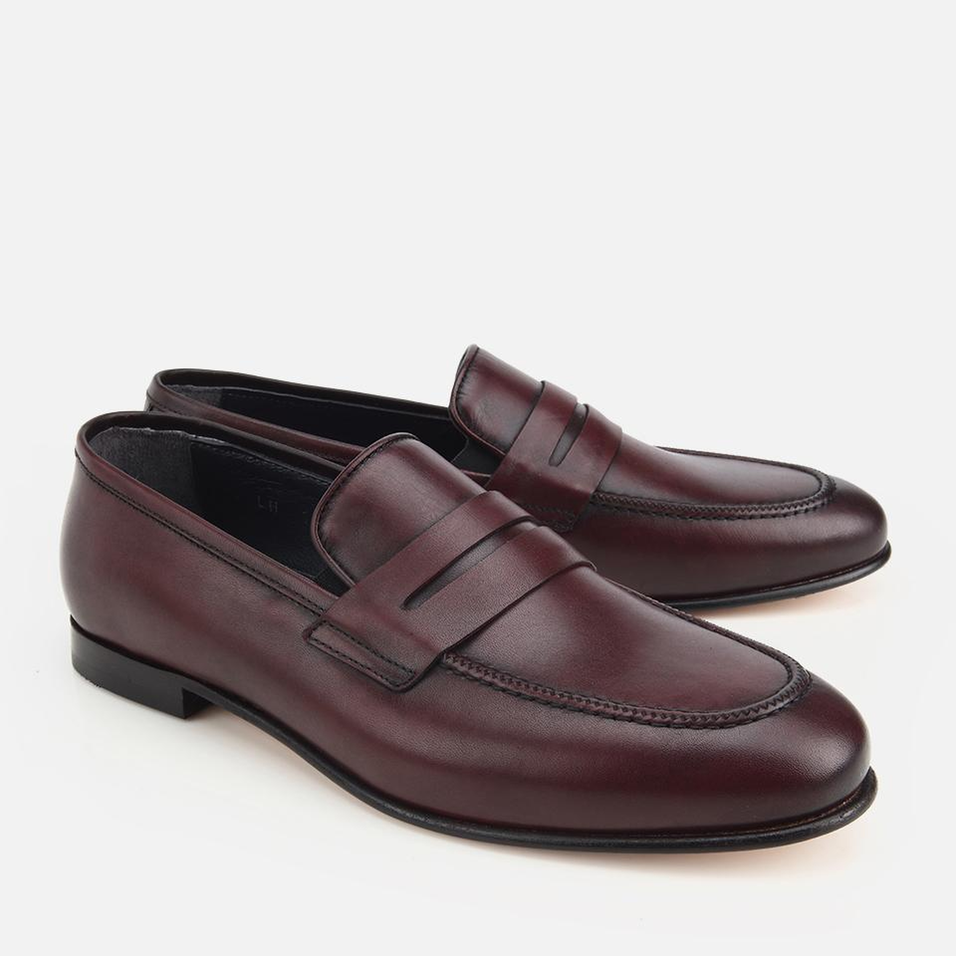 Erkek Deri Bordo Klasik Loafer
