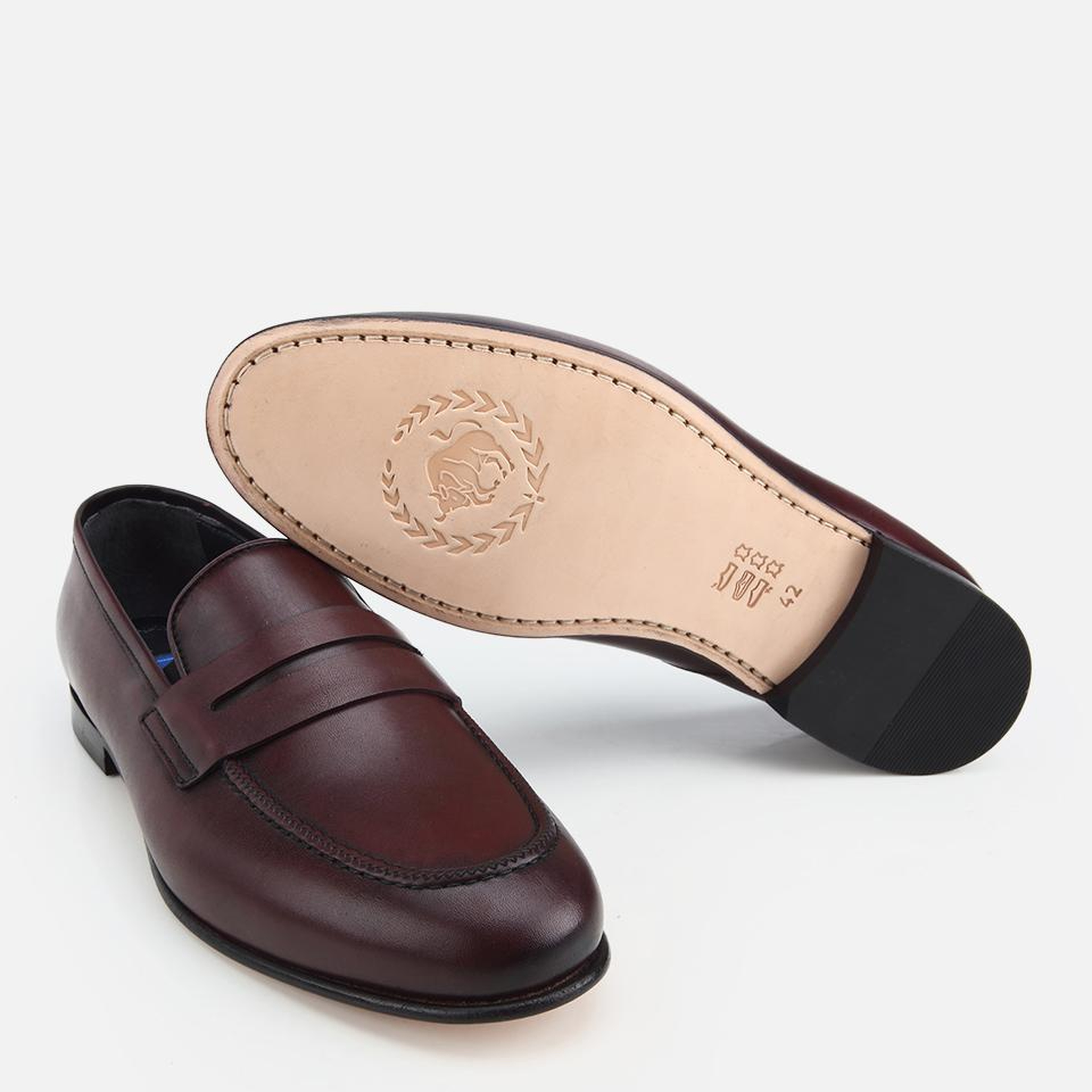Erkek Deri Bordo Klasik Loafer