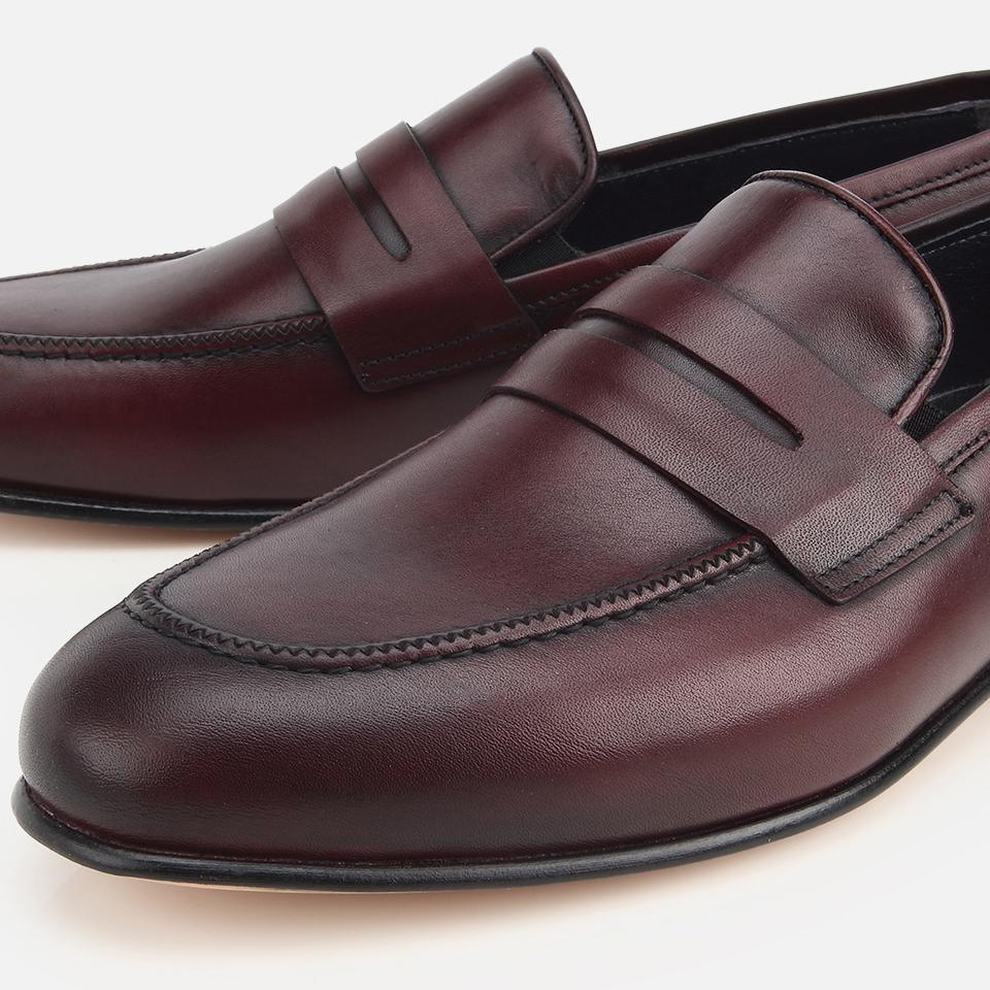 Erkek Deri Bordo Klasik Loafer
