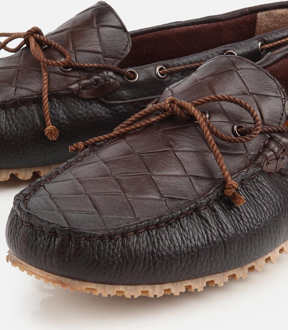 Erkek Deri Kahverengi Kroko Detaylı Günlük Loafer