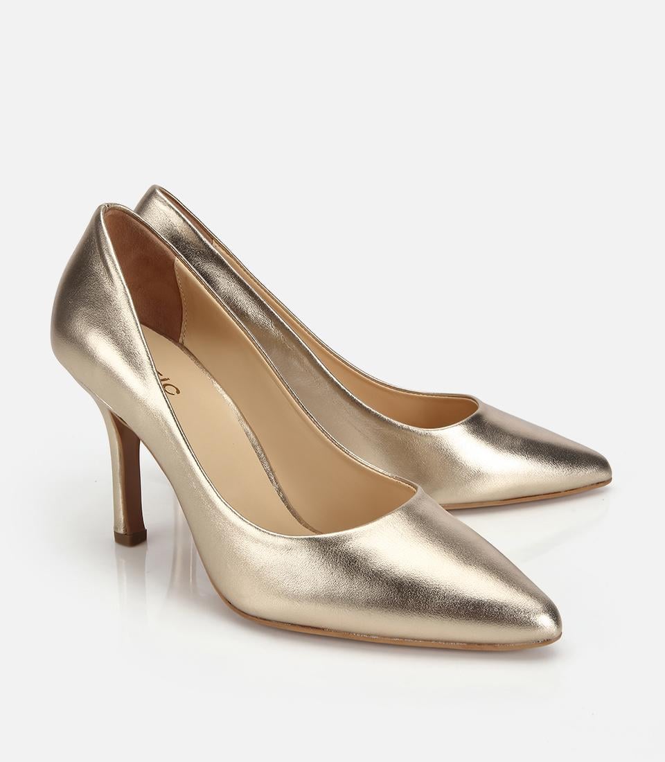 Kadın Deri Gold Yumuşak Dokulu Stiletto