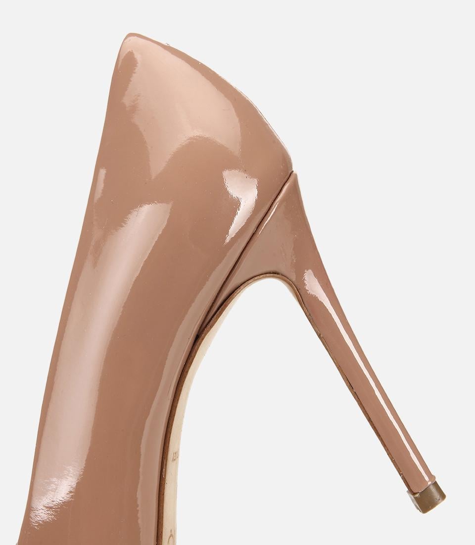 Kadın Rugan Deri Bej Yüksek Topuklu Stiletto