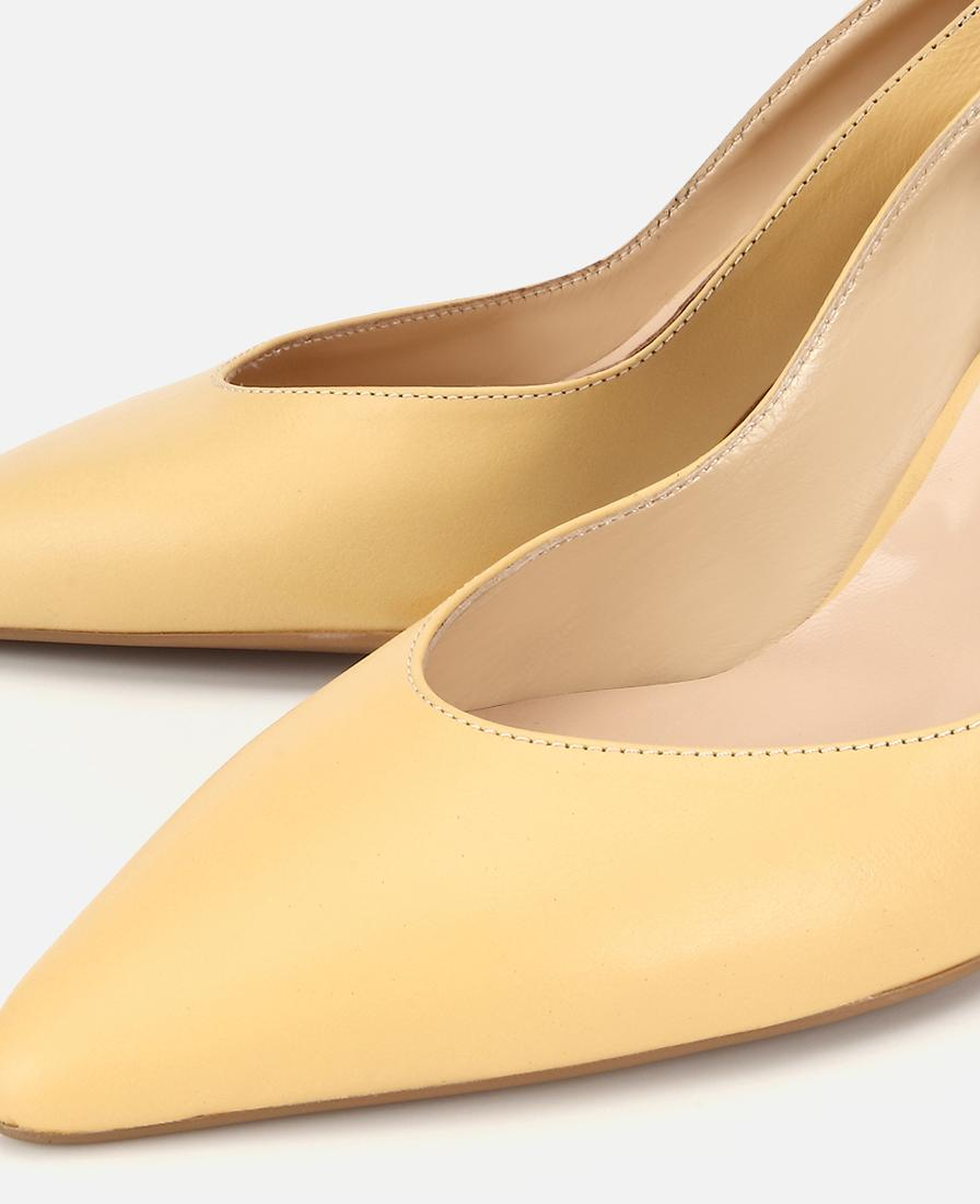 Kadın Deri Sarı Kısa Topuklu Stiletto