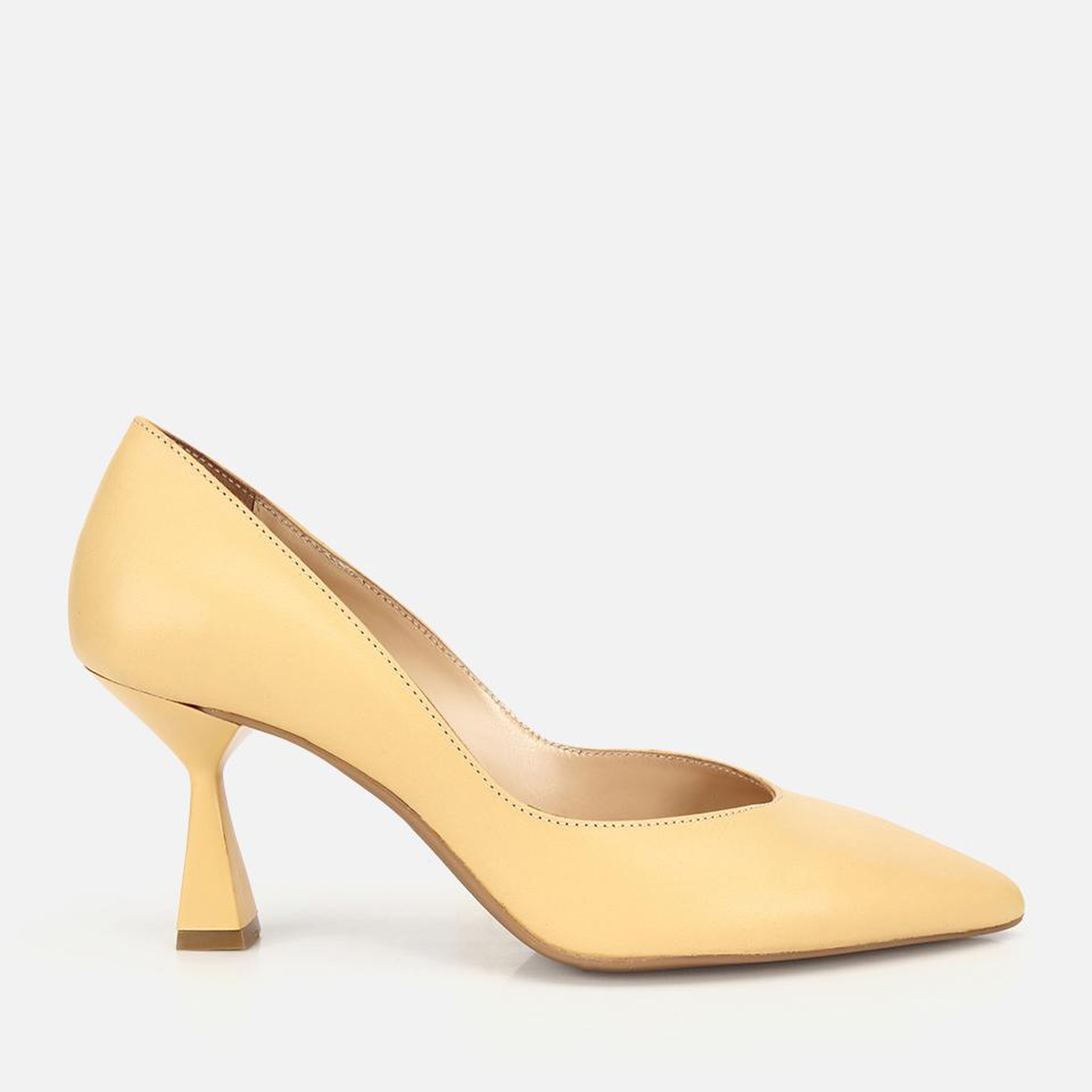 Kadın Deri Sarı Kısa Topuklu Stiletto